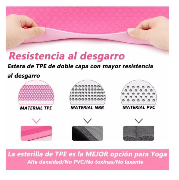 Foto 4 pulgar | Tapete De Yoga Pilates Fitness Ejercicio Portátil Grueso Mat