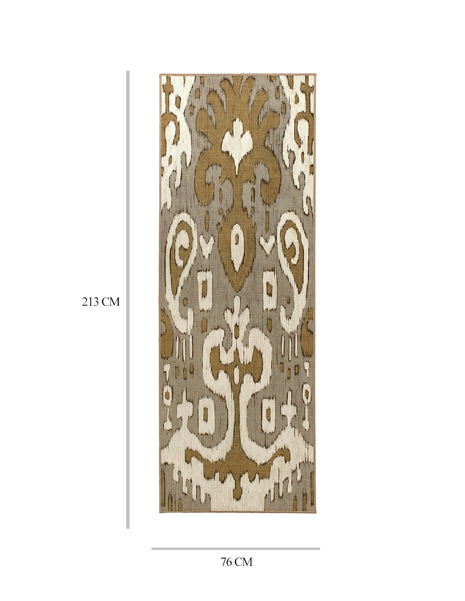 Foto 6 pulgar | Tapete Decorativo Lavable Ocre Ikat Gris Oro