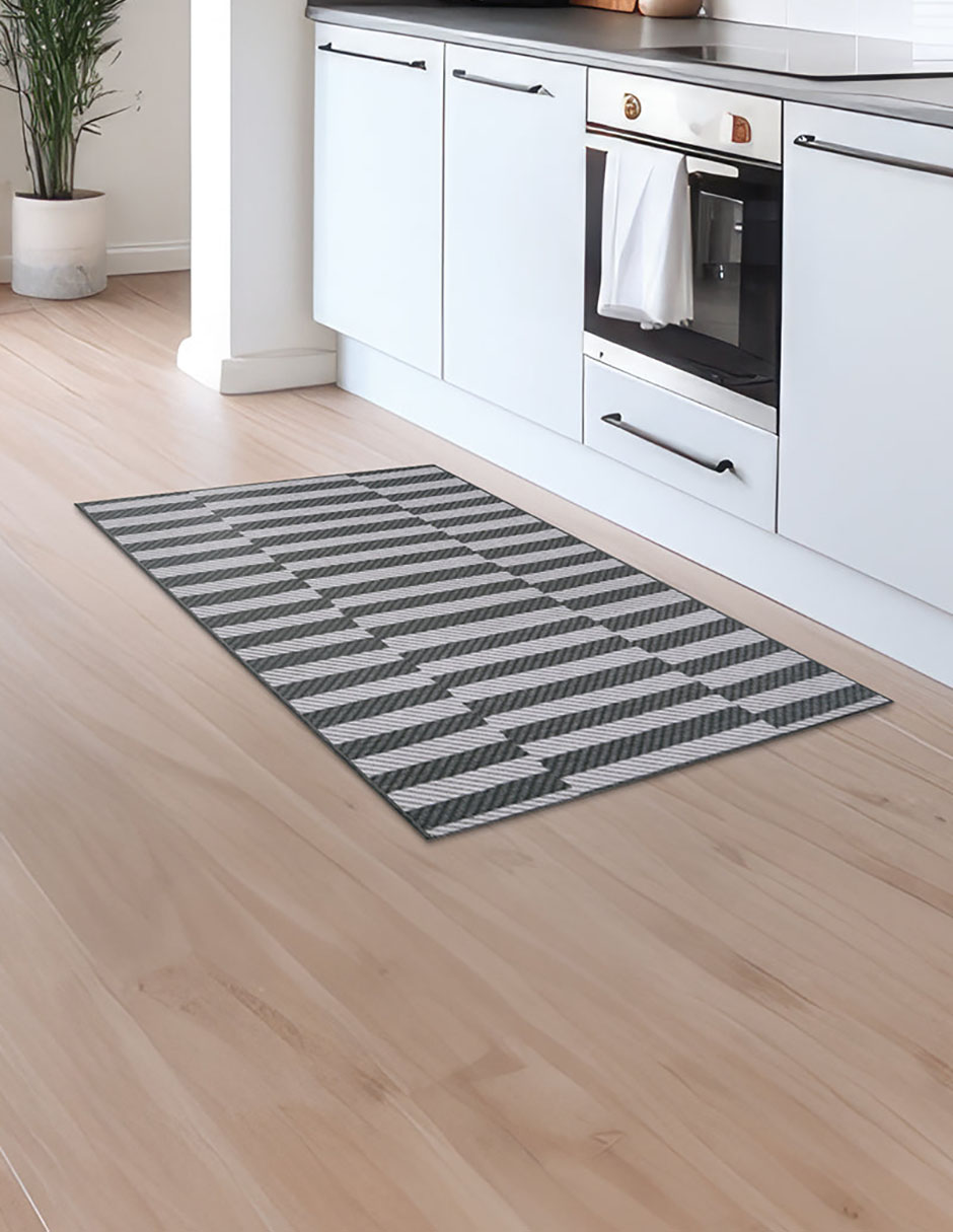 Foto 2 | Tapete Decorativo Lavable Tratti Offset Stripe Negro Crema