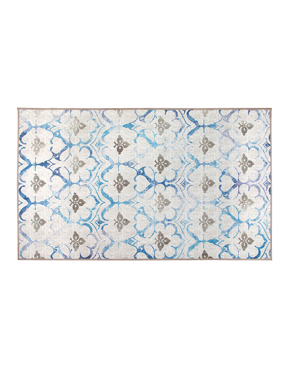 Tapete Decorativo Lavable Leilani Damasco Beige Azul