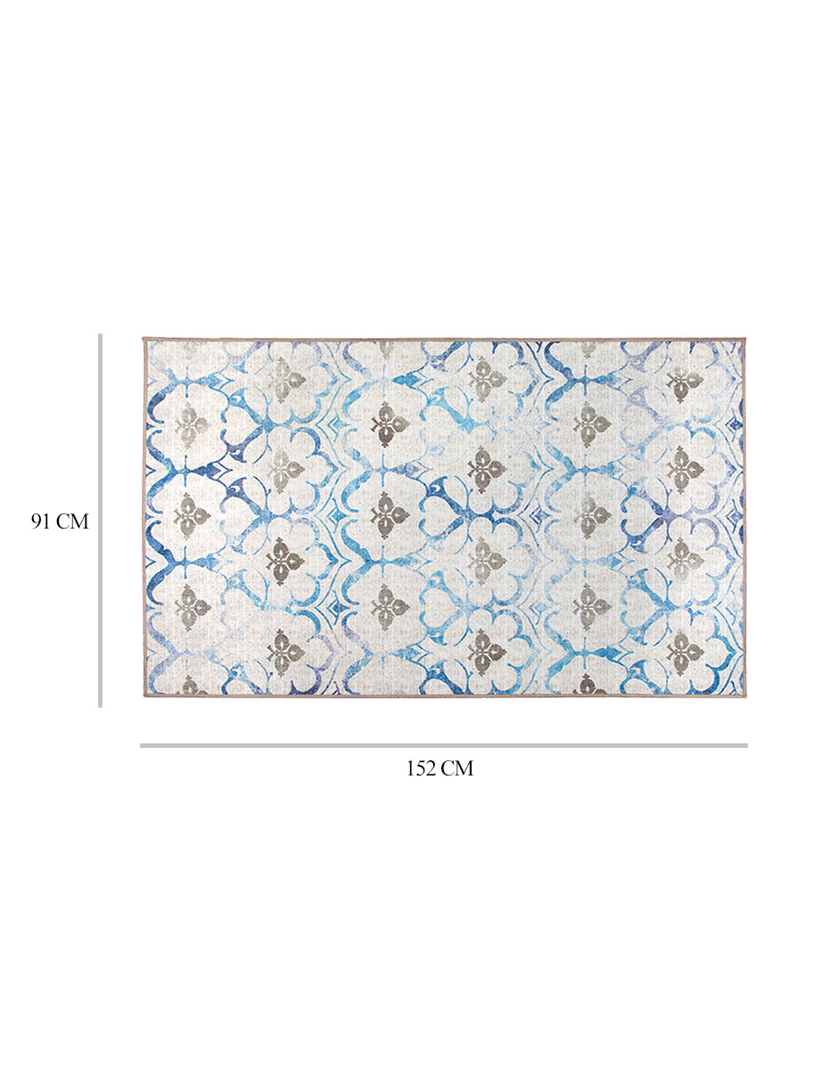 Foto 5 | Tapete Decorativo Lavable Leilani Damasco Beige Azul