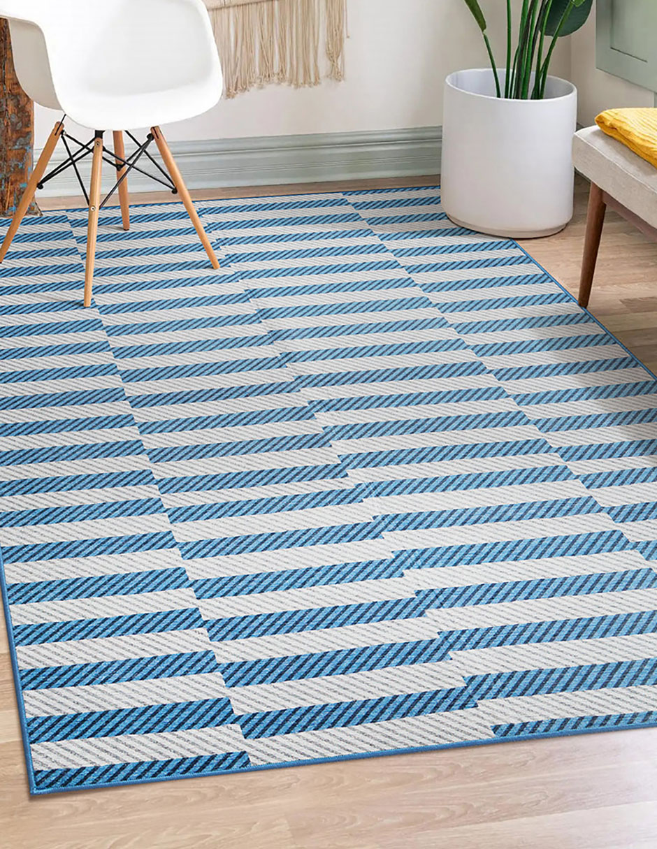 Foto 2 | Tapete Decorativo Lavable Tratti Offset Stripe Azul