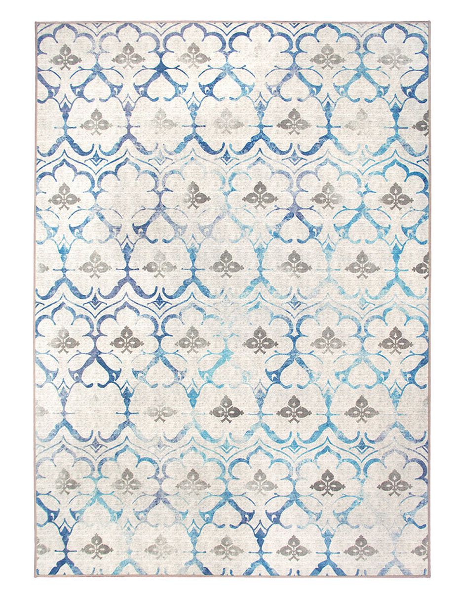 Tapete Decorativo Lavable Azul Y Beige Leilani Damask