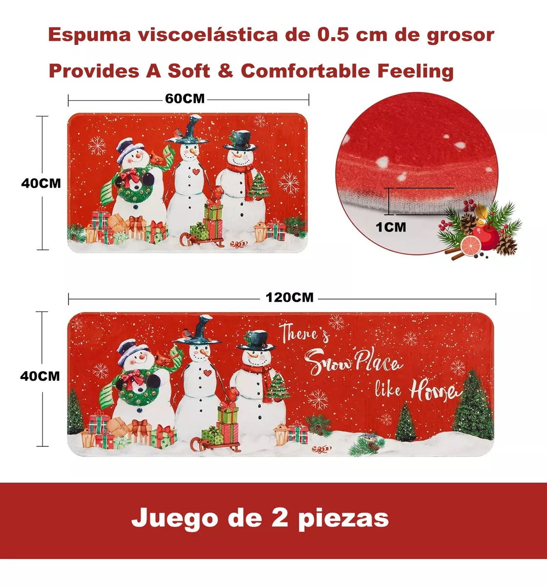 Foto 3 pulgar | Juego de Alfombras Navidad Muñecos de Nieve 2 Piezas