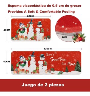 Foto 2 | Juego de Alfombras Navidad Muñecos de Nieve 2 Piezas