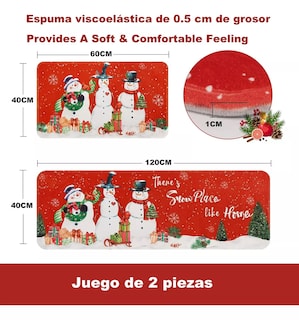 Foto 2 | Juego de Alfombra Navidad Muñecos de Nieve 2 Piezas