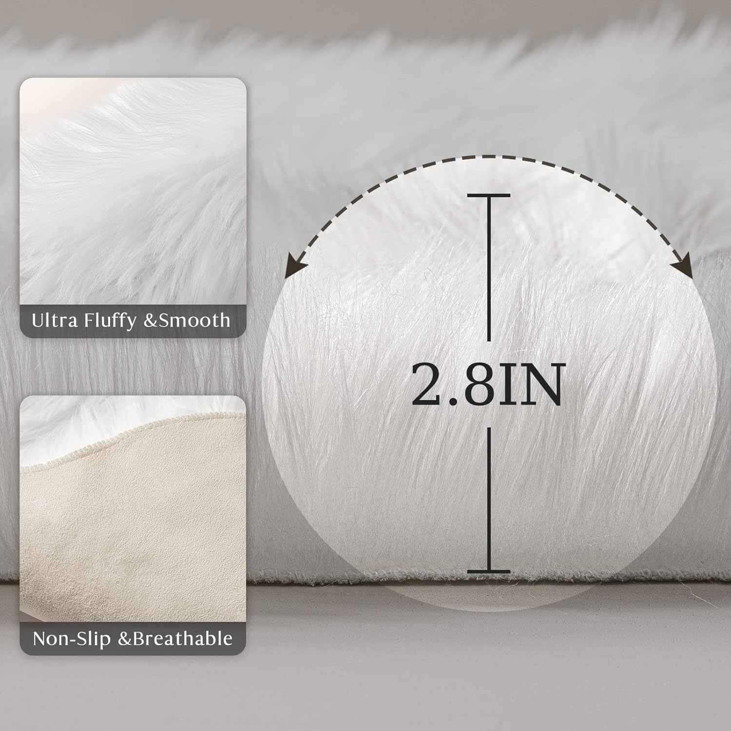 Foto 4 pulgar | Alfombra Ashler Home Deco de Piel Sintética Blanca 60 x 90 cm - Venta Internacional