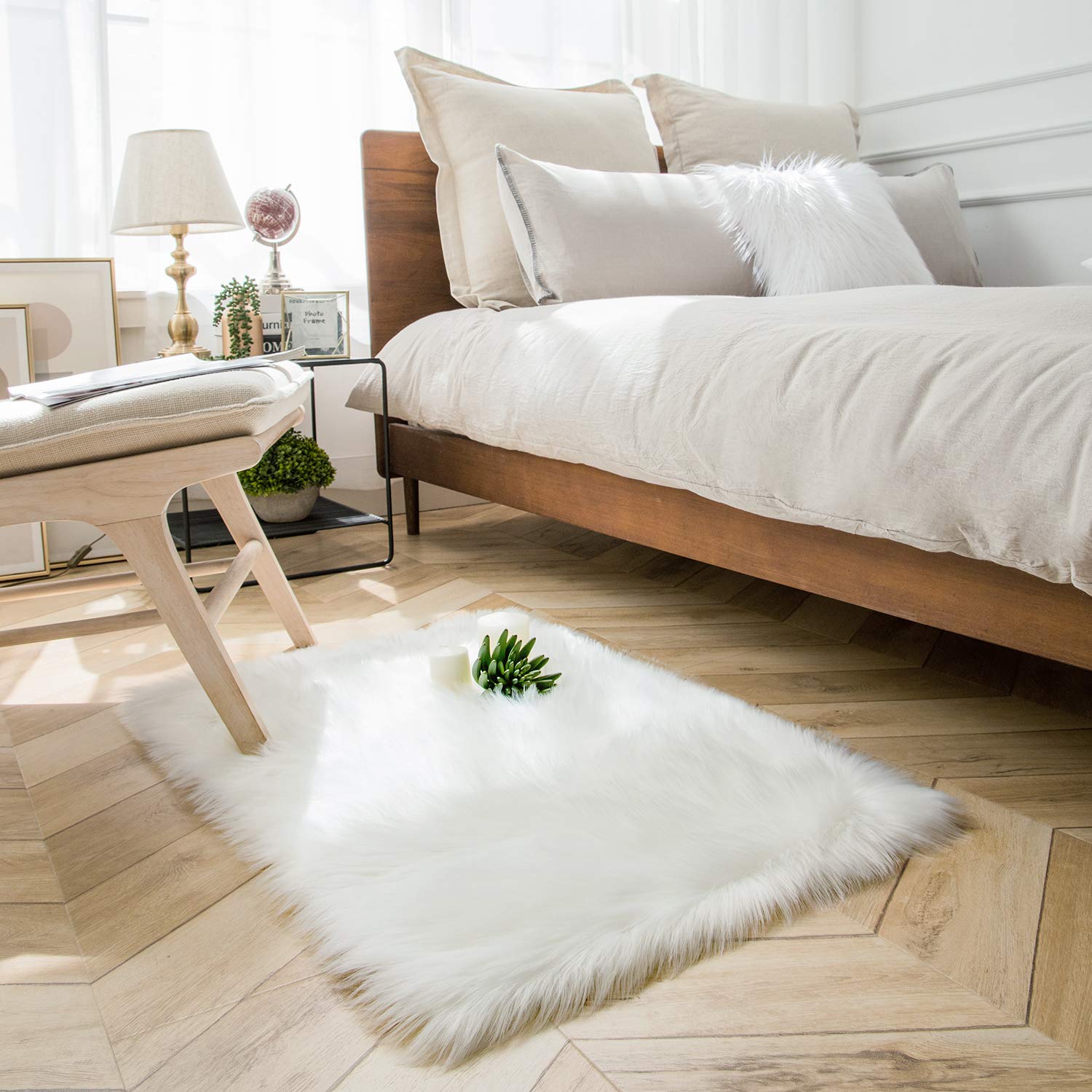 Foto 6 pulgar | Alfombra Ashler Home Deco de Piel Sintética Blanca 60 x 90 cm - Venta Internacional