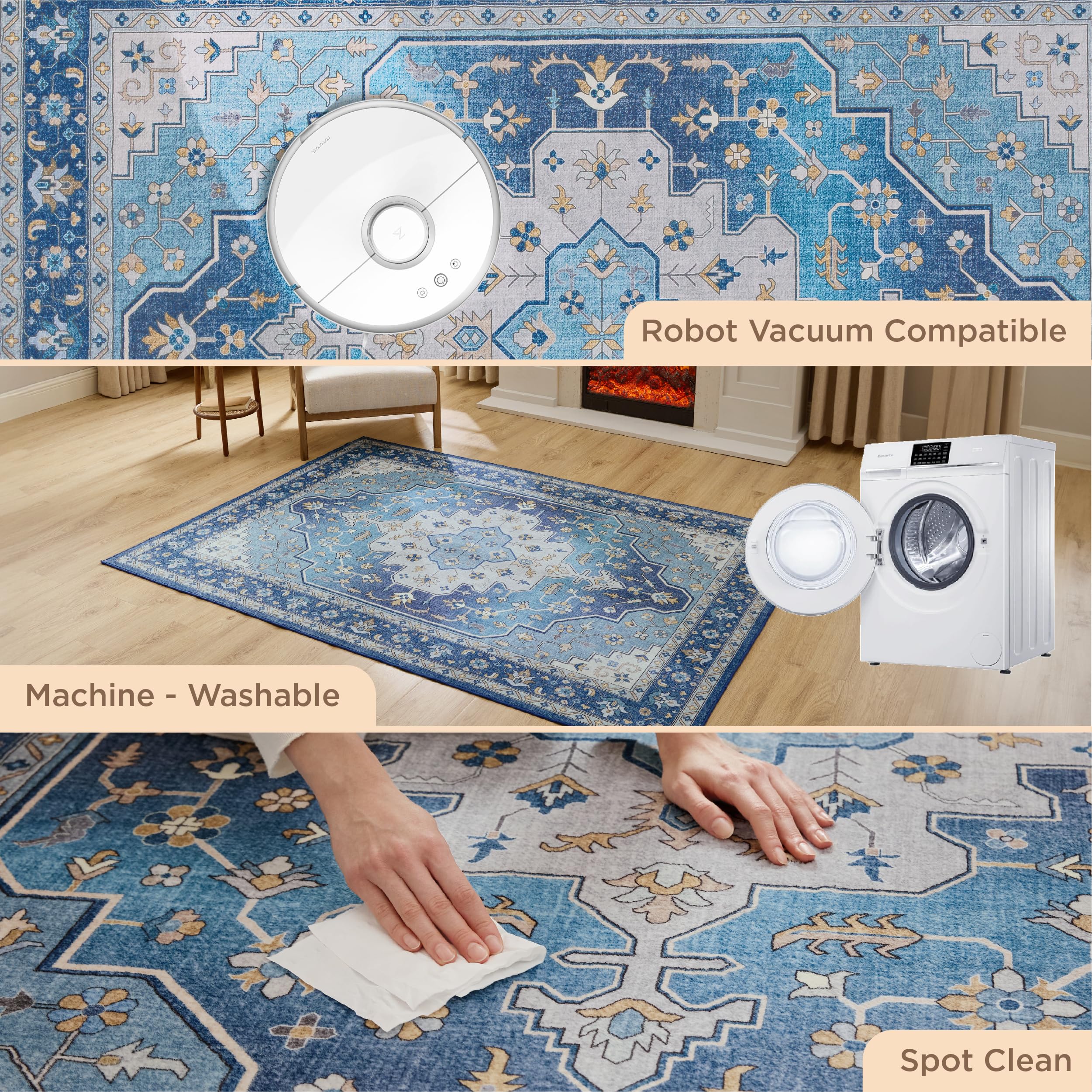 Foto 5 | Alfombra Vintage Bedsure 5 X 7 Pies para Sala de Estar - Venta Internacional