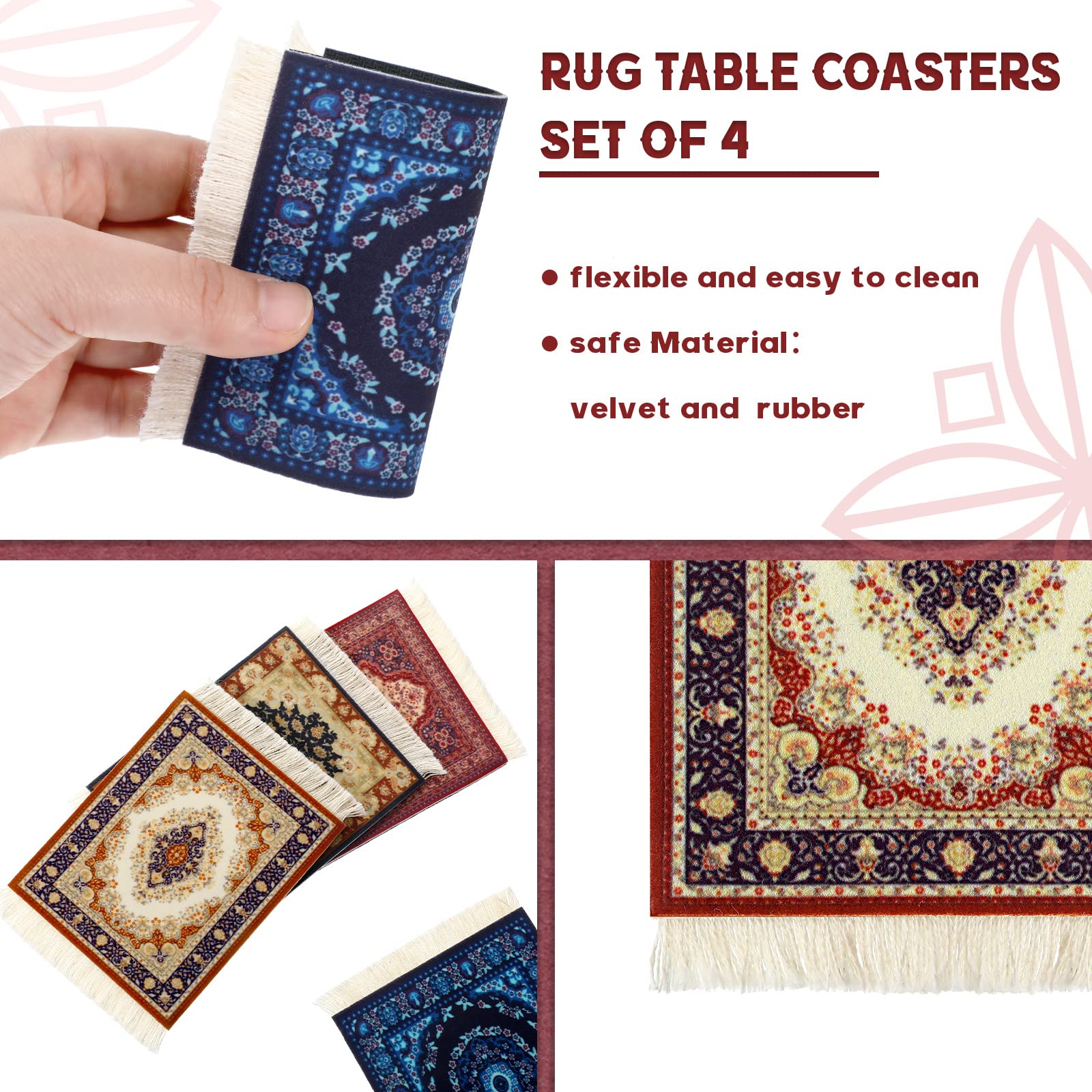 Foto 4 pulgar | Alfombra Tatuo con Diseño Oriental 4 Piezas - Venta Internacional