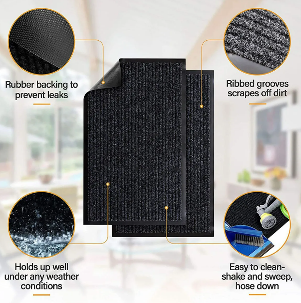 Foto 4 pulgar | Alfombra De Entrada Xtellar Moderna Antideslizante Y Absorbente En Elegante Gris - Set 2 Piezas