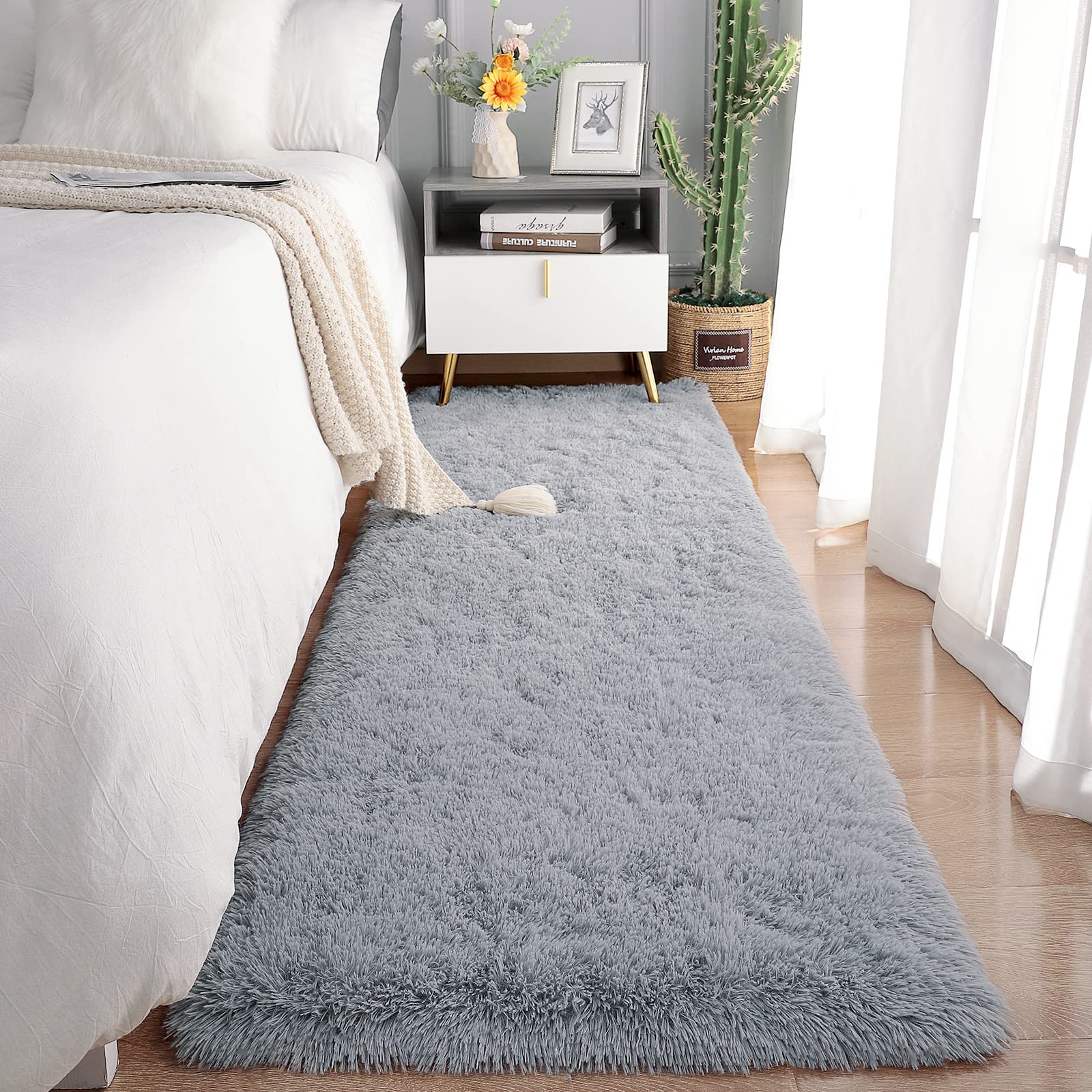 Alfombra Chicrug Soft Runner Para Dormitorio O Sala De Estar, 60 X 180 Cm, Color Gris - Venta Internacional.