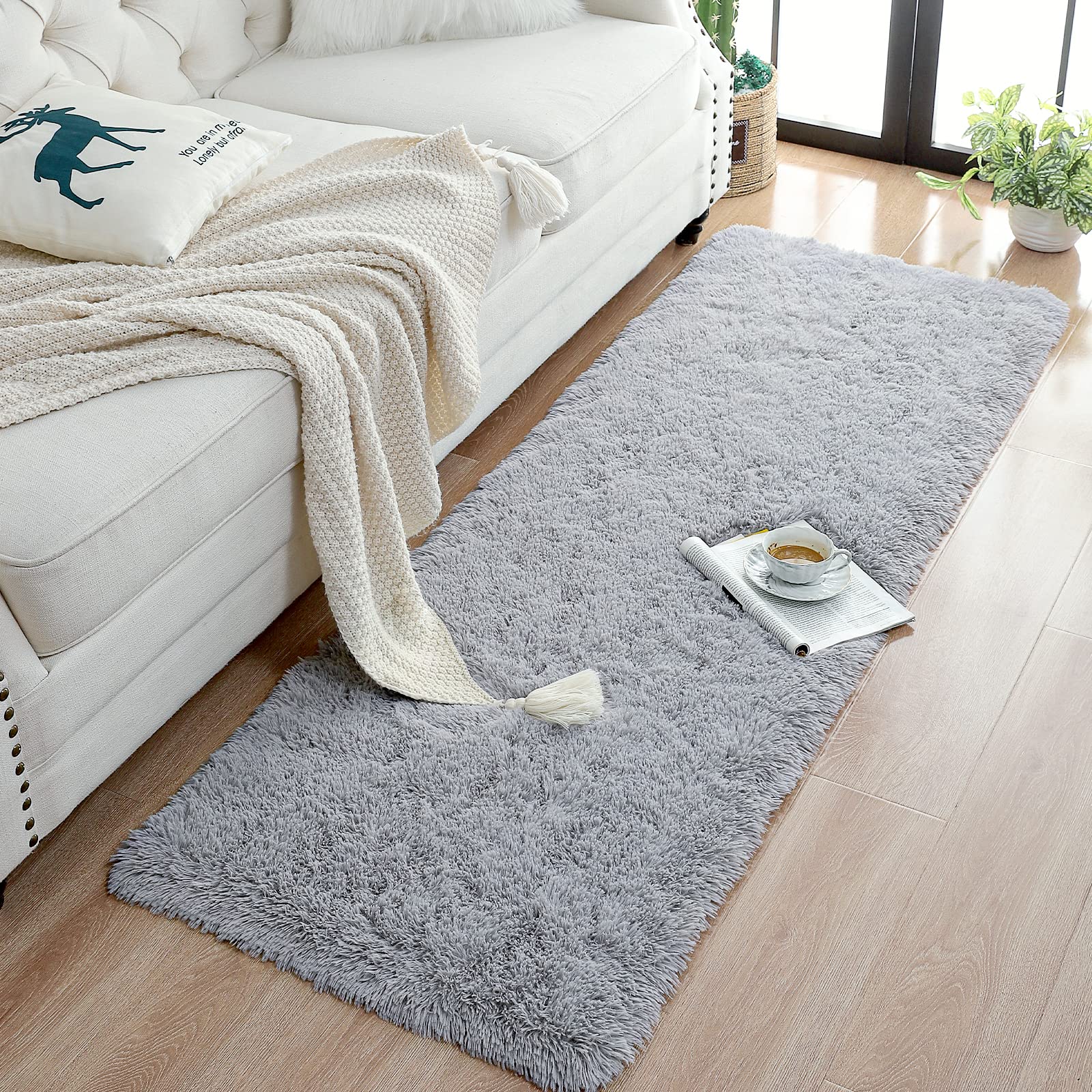 Foto 5 | Alfombra Chicrug Soft Runner Para Dormitorio O Sala De Estar, 60 X 180 Cm, Color Gris - Venta Internacional.