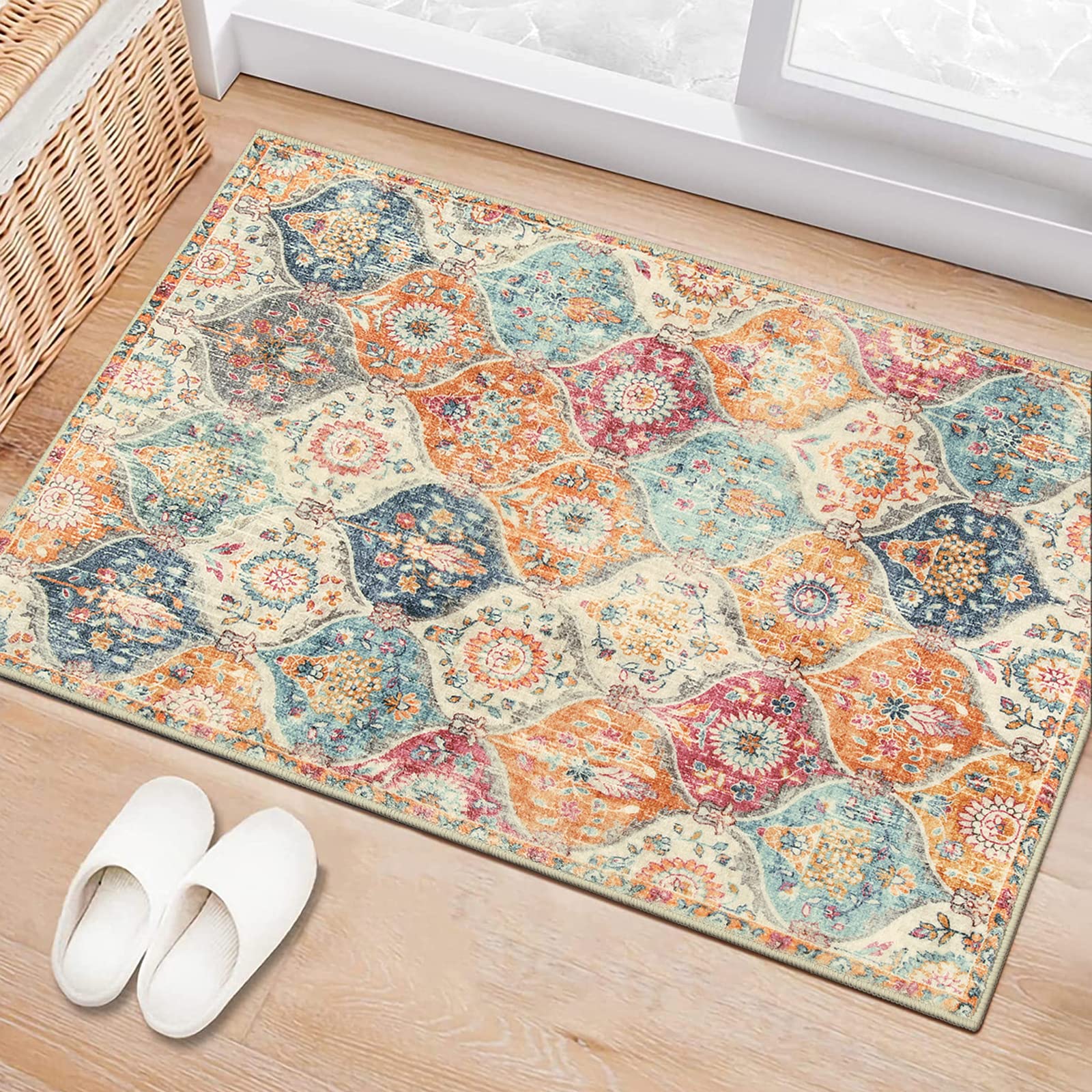 Alfombra Lahome Moroccan Trellis De 60 X 90 Cm, Color Crema, Antideslizante - Venta Internacional.