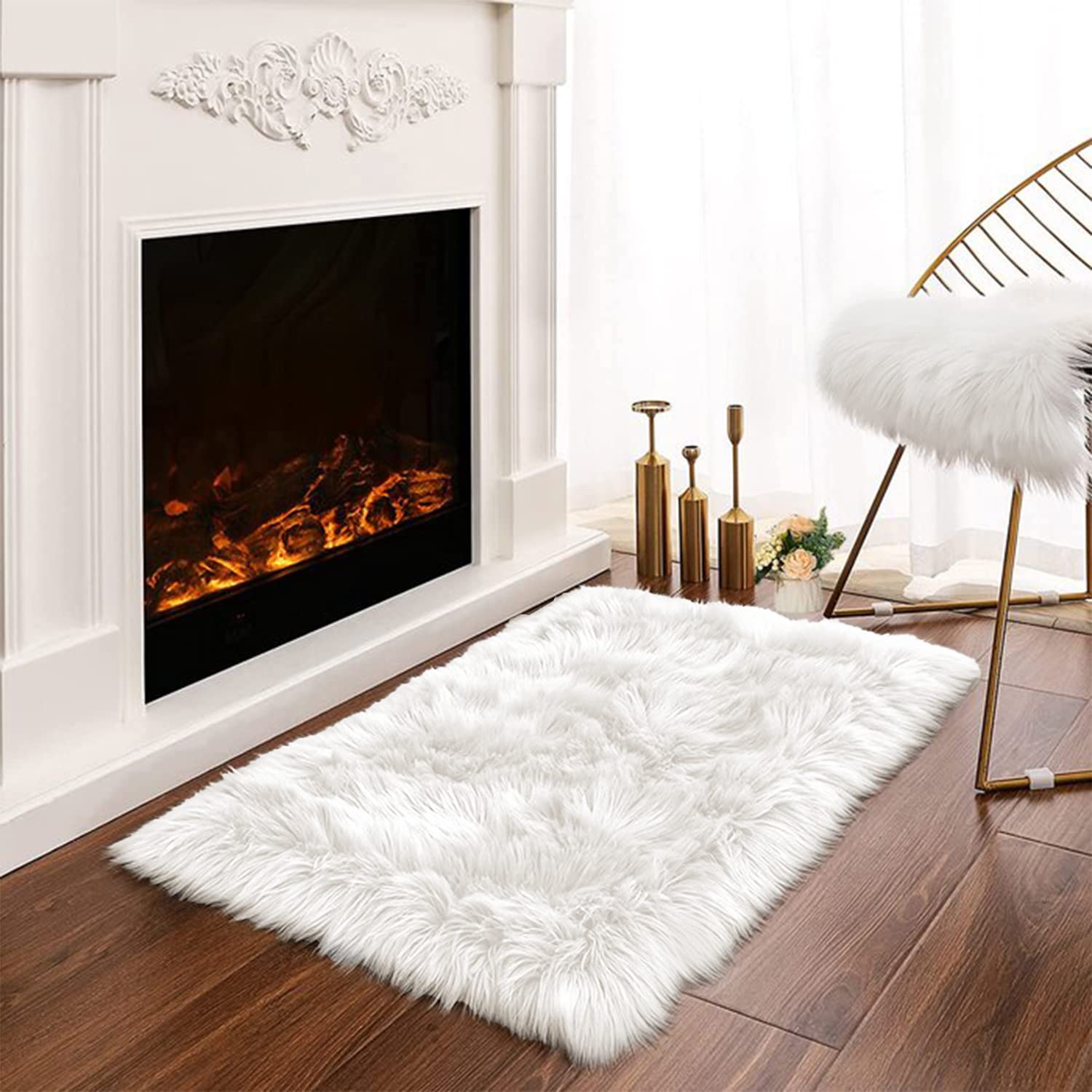 Foto 2 pulgar | Alfombra Latepis de Piel de Oveja Blanca 60 X 90 cm Piel Sintética para Sala de Estar - Venta Internacional