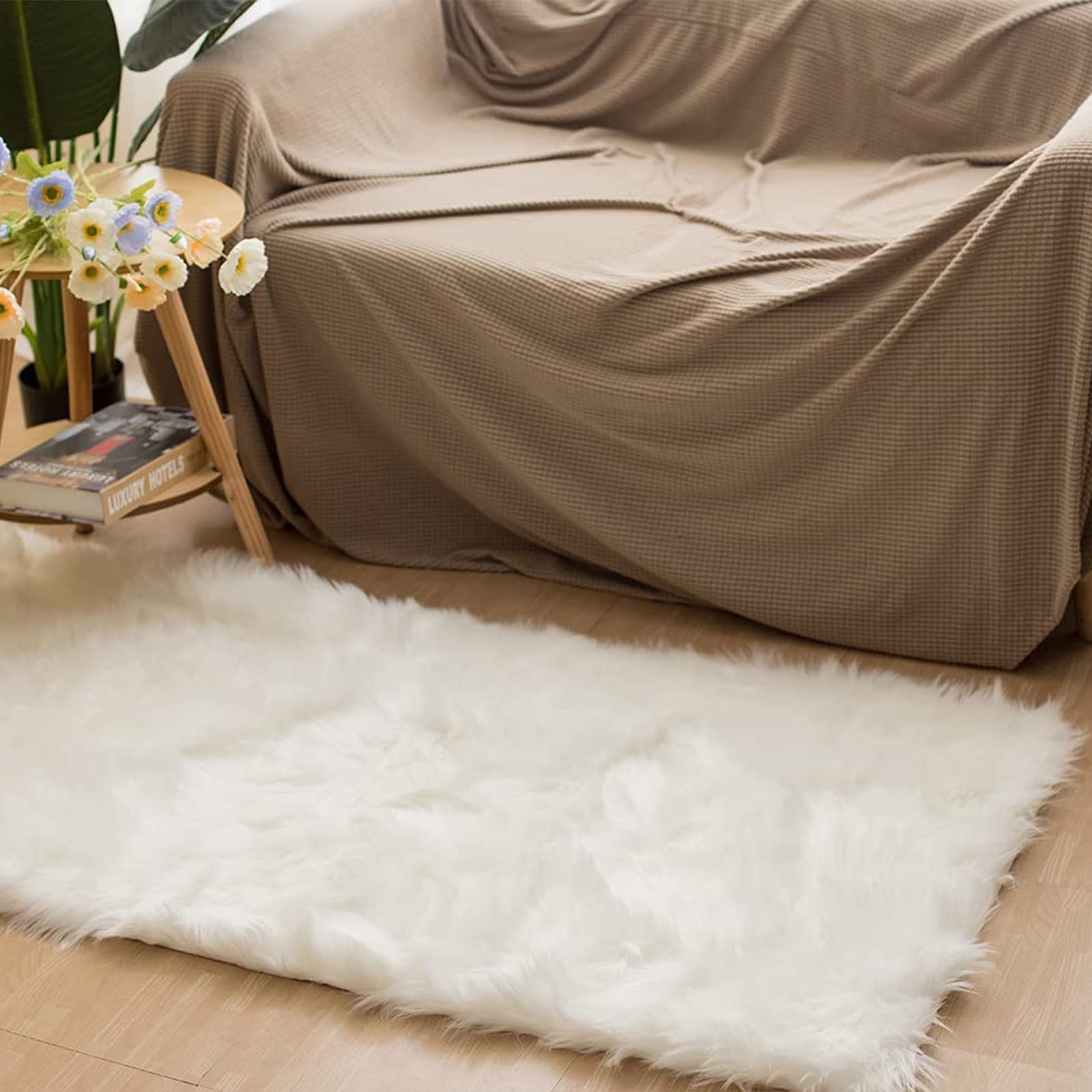 Foto 3 pulgar | Alfombra Latepis de Piel de Oveja Blanca 60 X 90 cm Piel Sintética para Sala de Estar - Venta Internacional