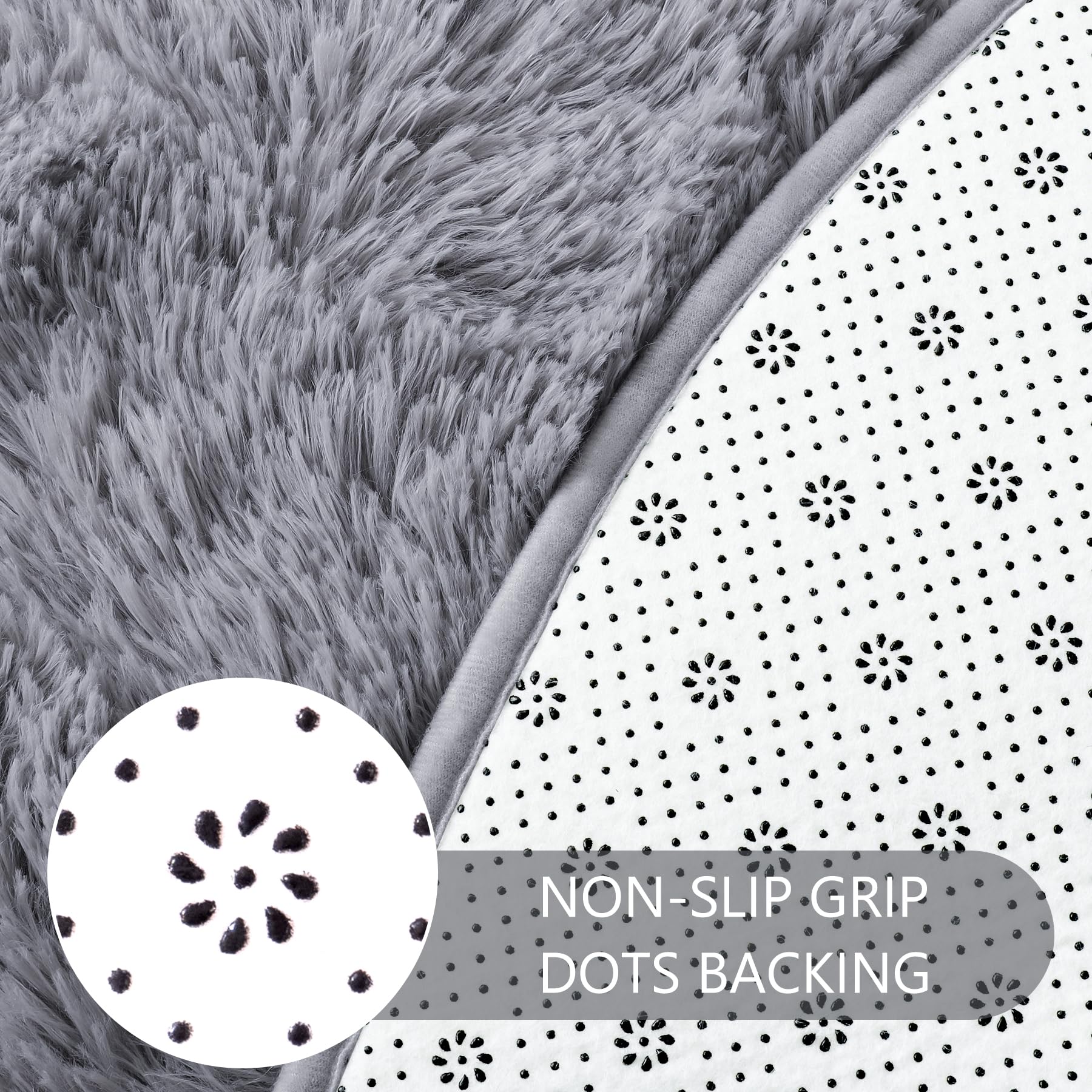 Foto 6 pulgar | Alfombra Redonda Noahas Fluffy de 120 Cm Color Gris - Venta Internacional