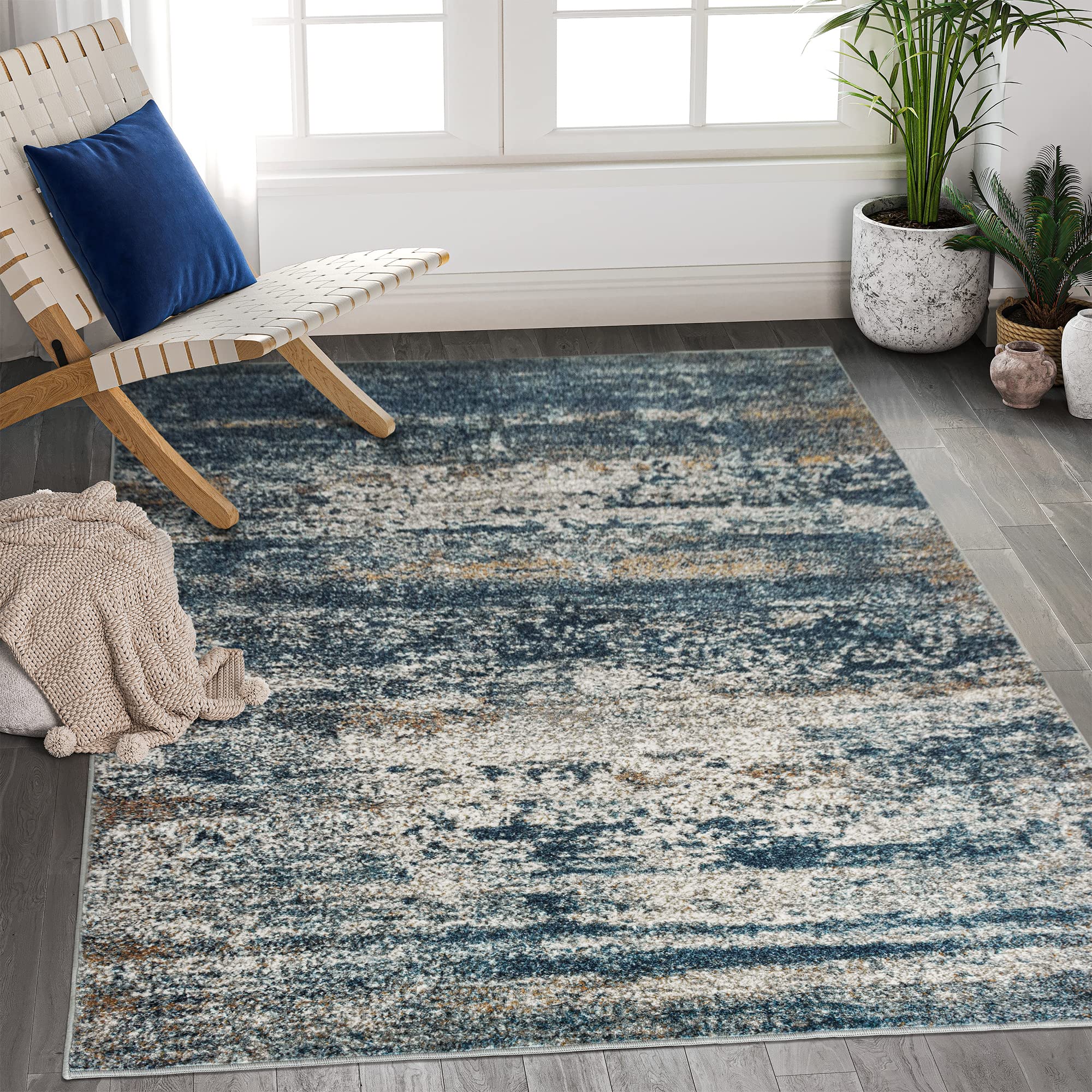 Alfombra Lavable Art & Tuft Con Diseño Abstracto, Respaldo Antideslizante De 5 Pies - Venta Internacional. $1,310