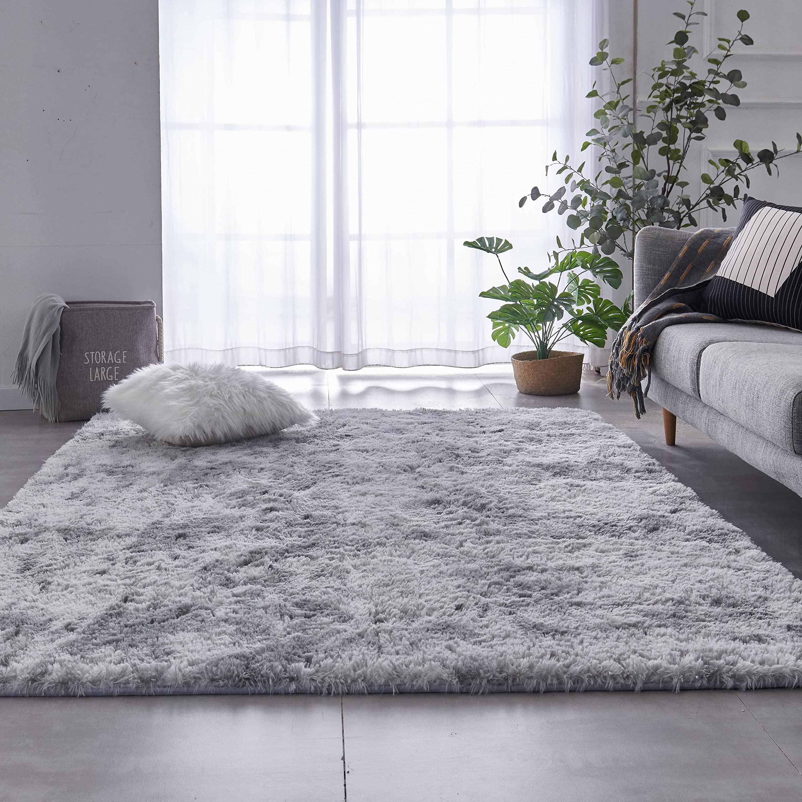 Foto 2 | Alfombra Tabayon Shag 150 X 210 cm Gris Claro Antideslizante - Venta Internacional