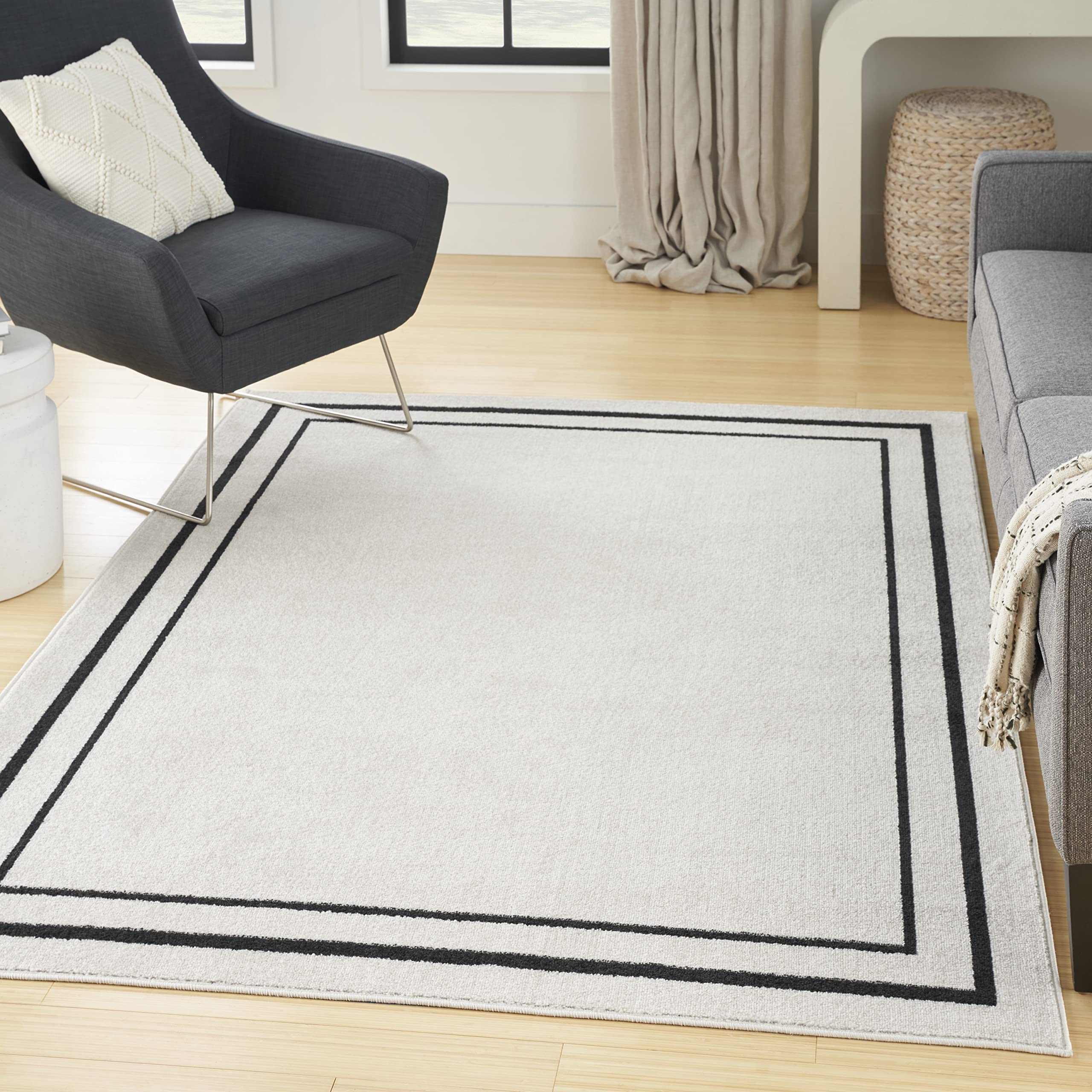 Foto 2 pulgar | Area Rug Nourison Essentials Para Interiores Y Exteriores, Color Marfil Y Negro, 120 Cm X 180 Cm - Venta Internacional.