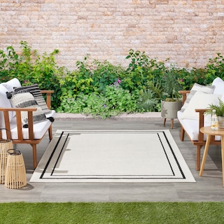 Foto 3 | Area Rug Nourison Essentials Para Interiores Y Exteriores, Color Marfil Y Negro, 120 Cm X 180 Cm - Venta Internacional.