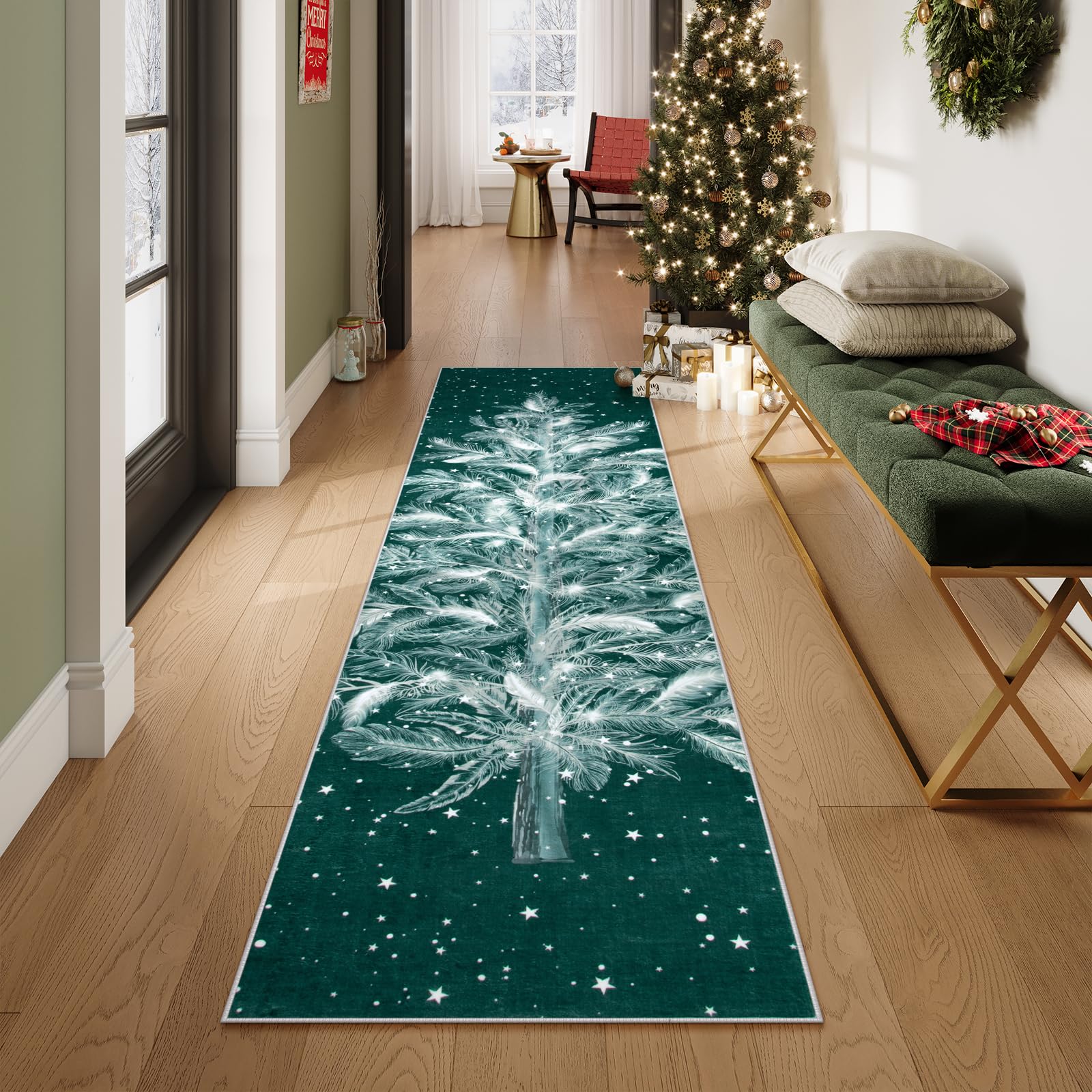 Foto 3 pulgar | Alfombra Antideslizante Lahome Christmas Green 60x180 Cm - Venta Internacional