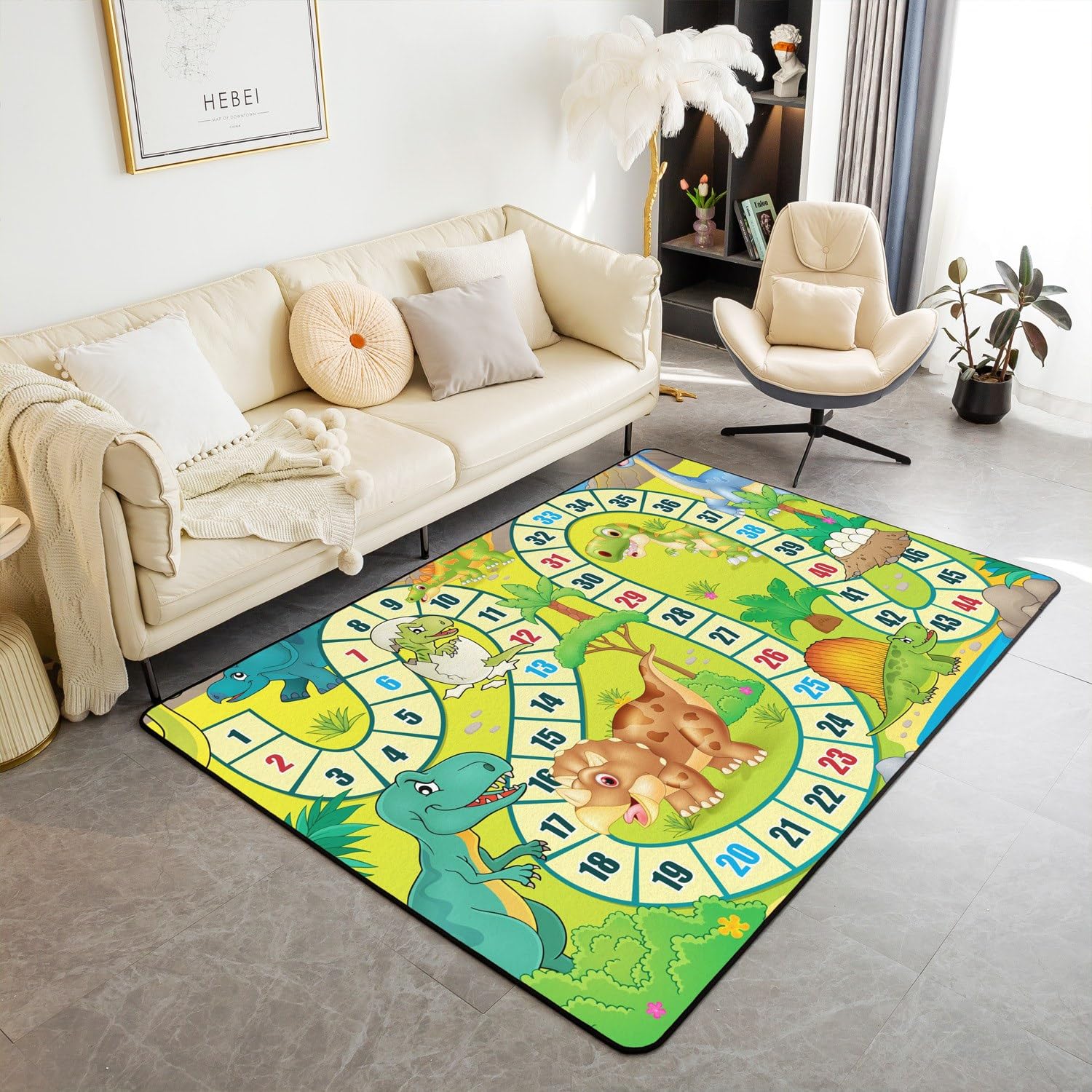 Foto 2 pulgar | Area Rug Castle, Mapa Con Números De Hadas, Bonito Dinosaurio, 100 Cm X 150 Cm - Venta Internacional.