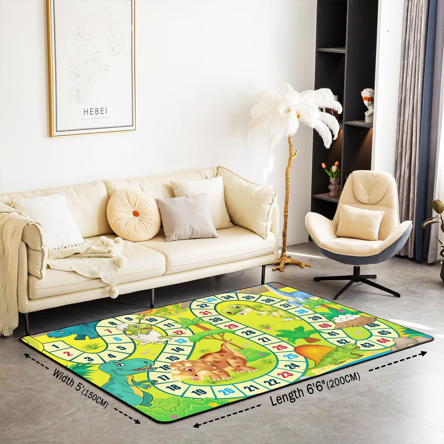 Foto 3 pulgar | Area Rug Castle, Mapa Con Números De Hadas, Bonito Dinosaurio, 100 Cm X 150 Cm - Venta Internacional.