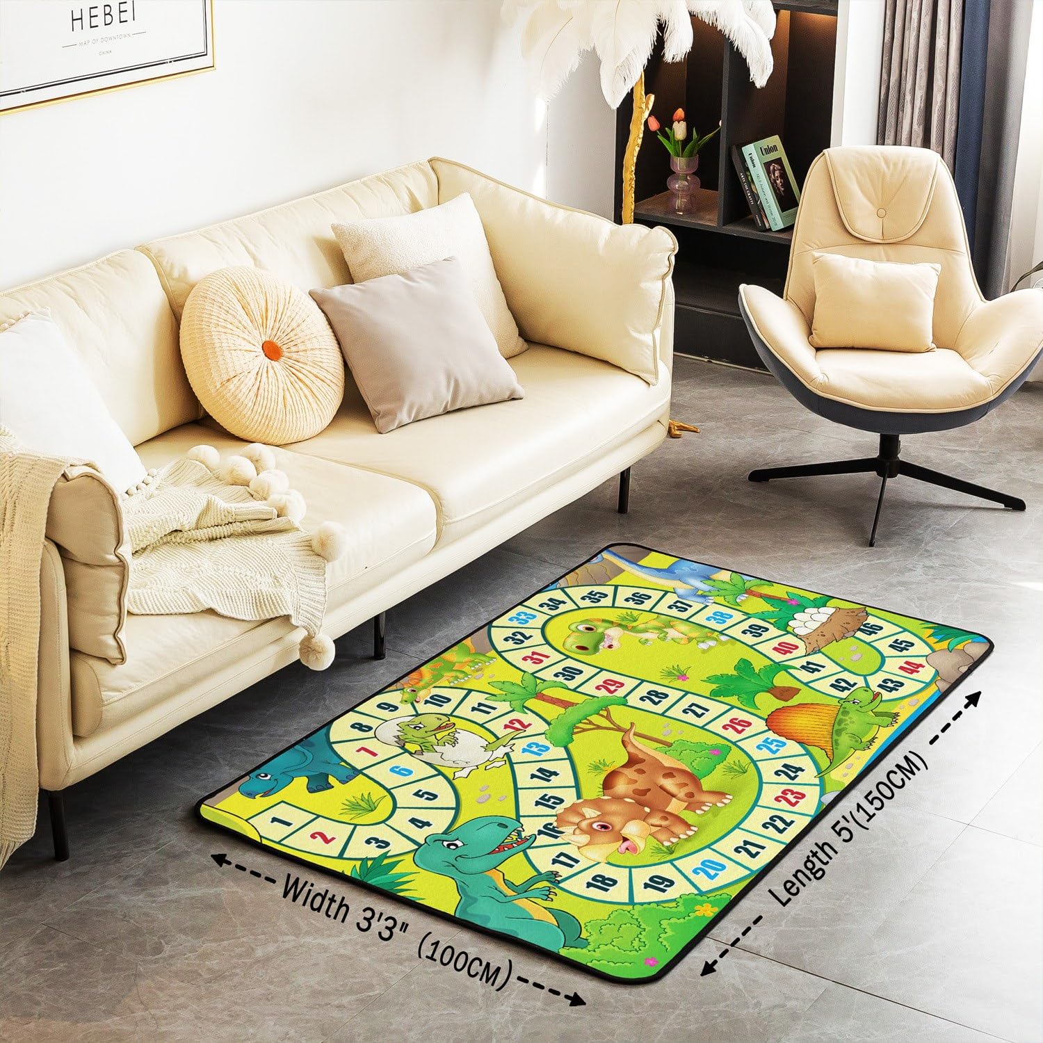 Foto 3 | Area Rug Castle, Mapa Con Números De Hadas, Bonito Dinosaurio, 100 Cm X 150 Cm - Venta Internacional.