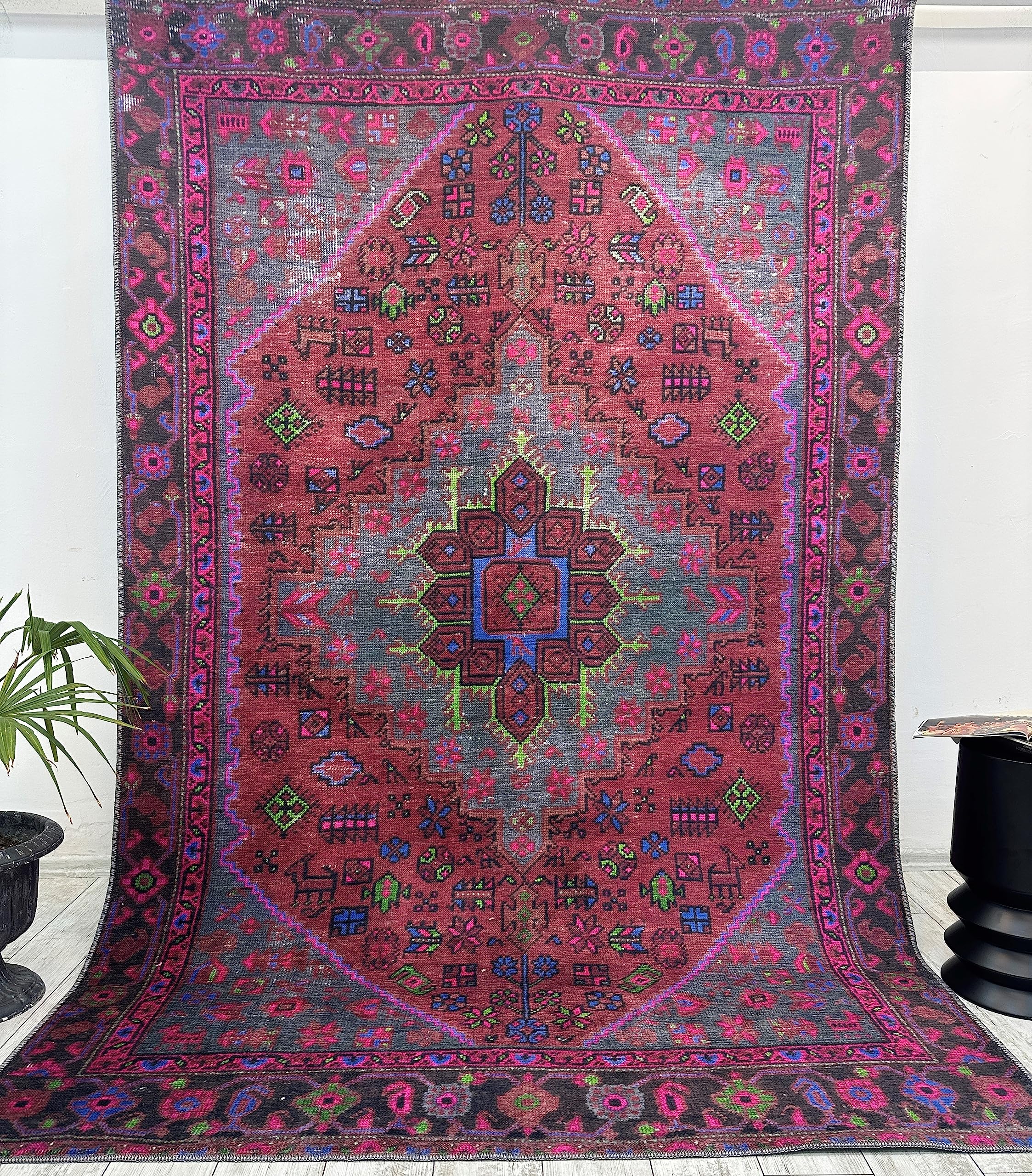 Foto 1 | Alfombra Turca Lavable Con Estampado Digital, Color Morado, 60 X 90 Cm - Venta Internacional.