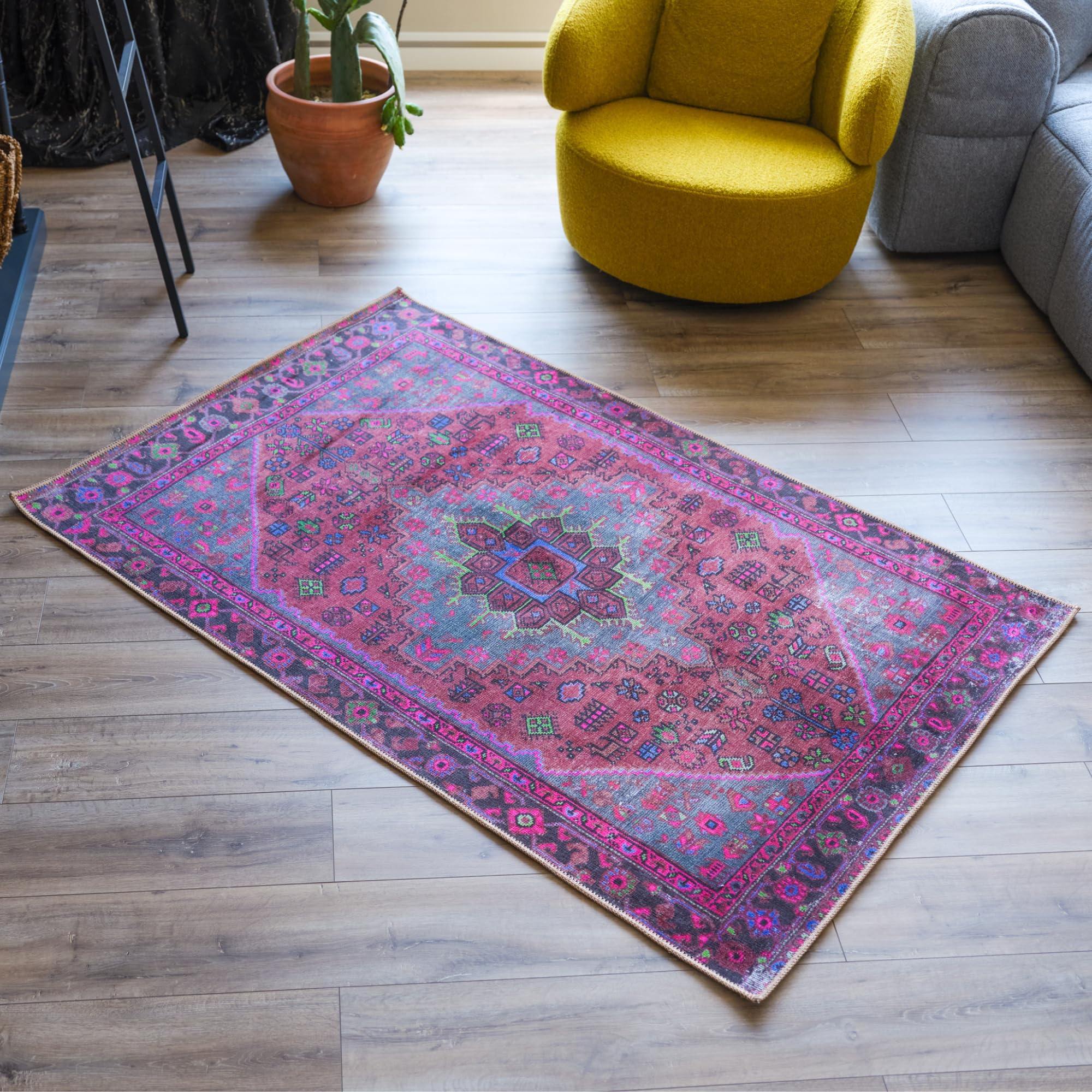 Foto 5 pulgar | Alfombra Turca Lavable Con Estampado Digital, Color Morado, 60 X 90 Cm - Venta Internacional.