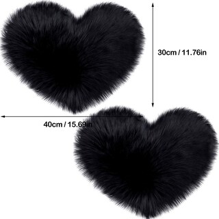 Foto 6 | Alfombra Mudder Negra de Piel Sintética en Forma de Corazón 30 X 40 cm 2 Piezas - Venta Internacional