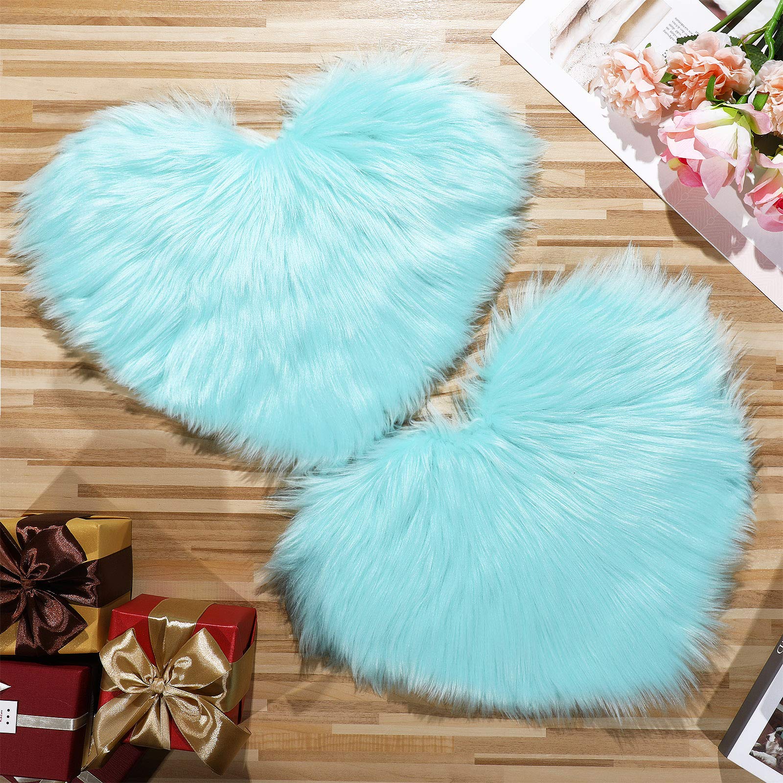 Foto 1 | Alfombra Mudder Azul de Piel Sintética en Forma de Corazón 30 X 40 cm 2 Piezas - Venta Internacional