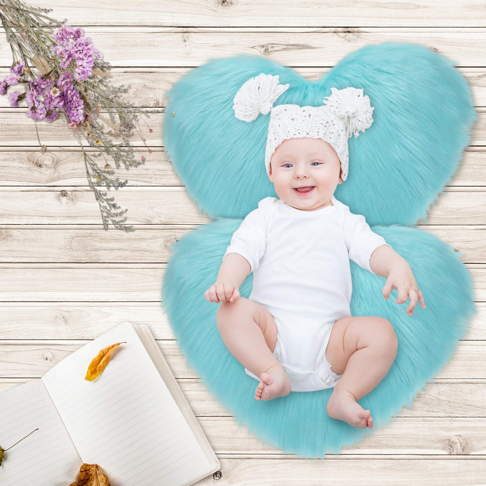 Foto 6 | Alfombra Mudder Azul de Piel Sintética en Forma de Corazón 30 X 40 cm 2 Piezas - Venta Internacional