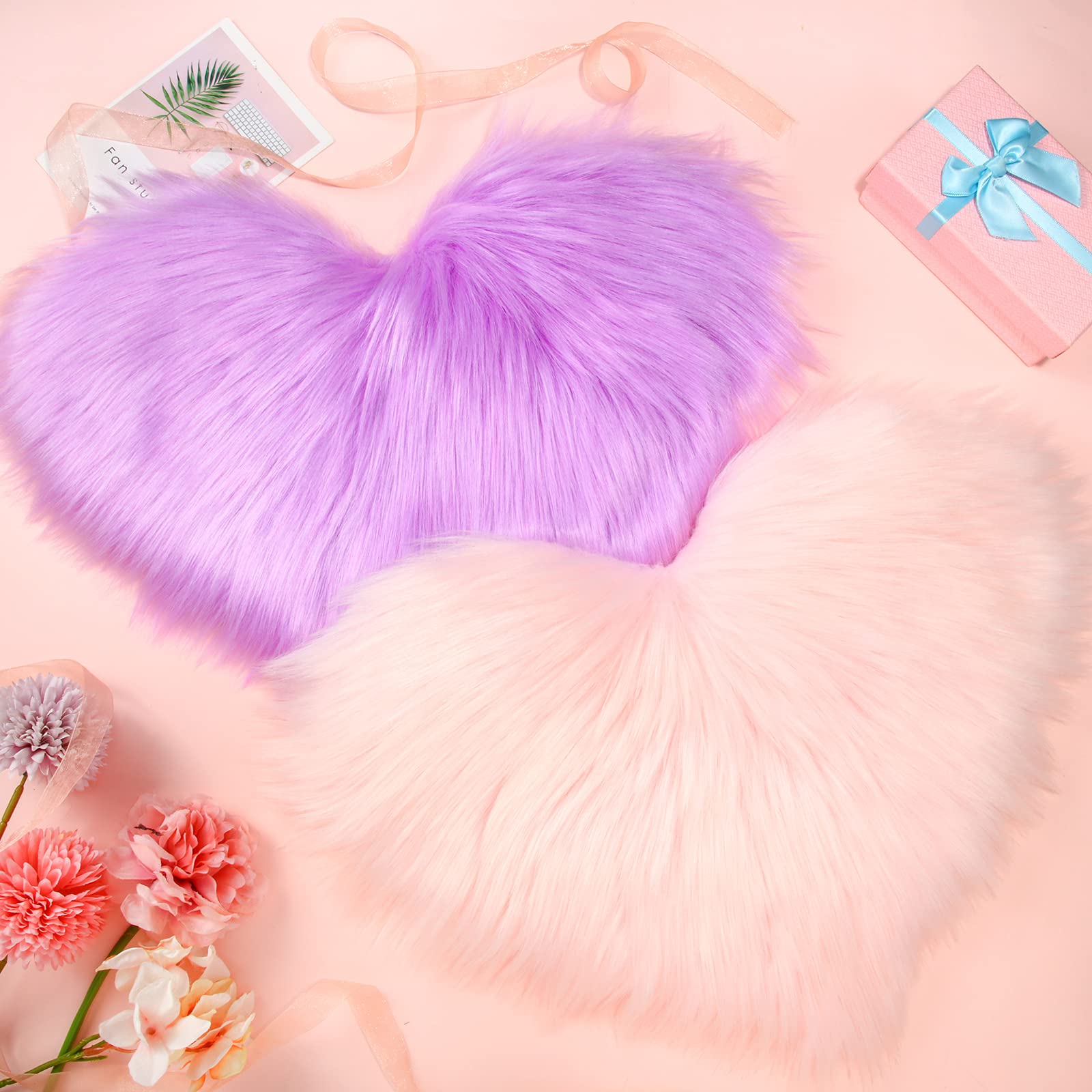 Alfombra Mudder Fluffy con Forma de Corazón Sintético 30 X 40 cm 2 Piezas - Venta Internacional