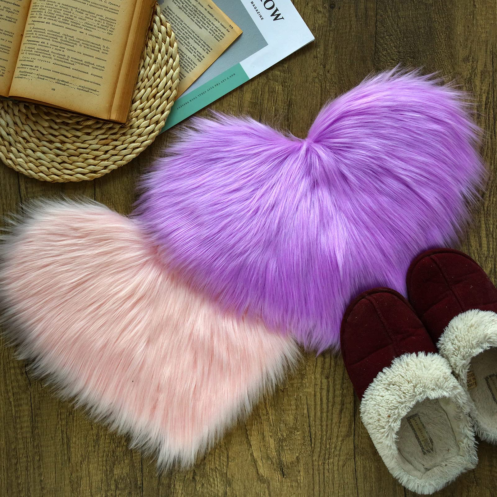 Foto 5 | Alfombra Mudder Fluffy con Forma de Corazón Sintético 30 X 40 cm 2 Piezas - Venta Internacional