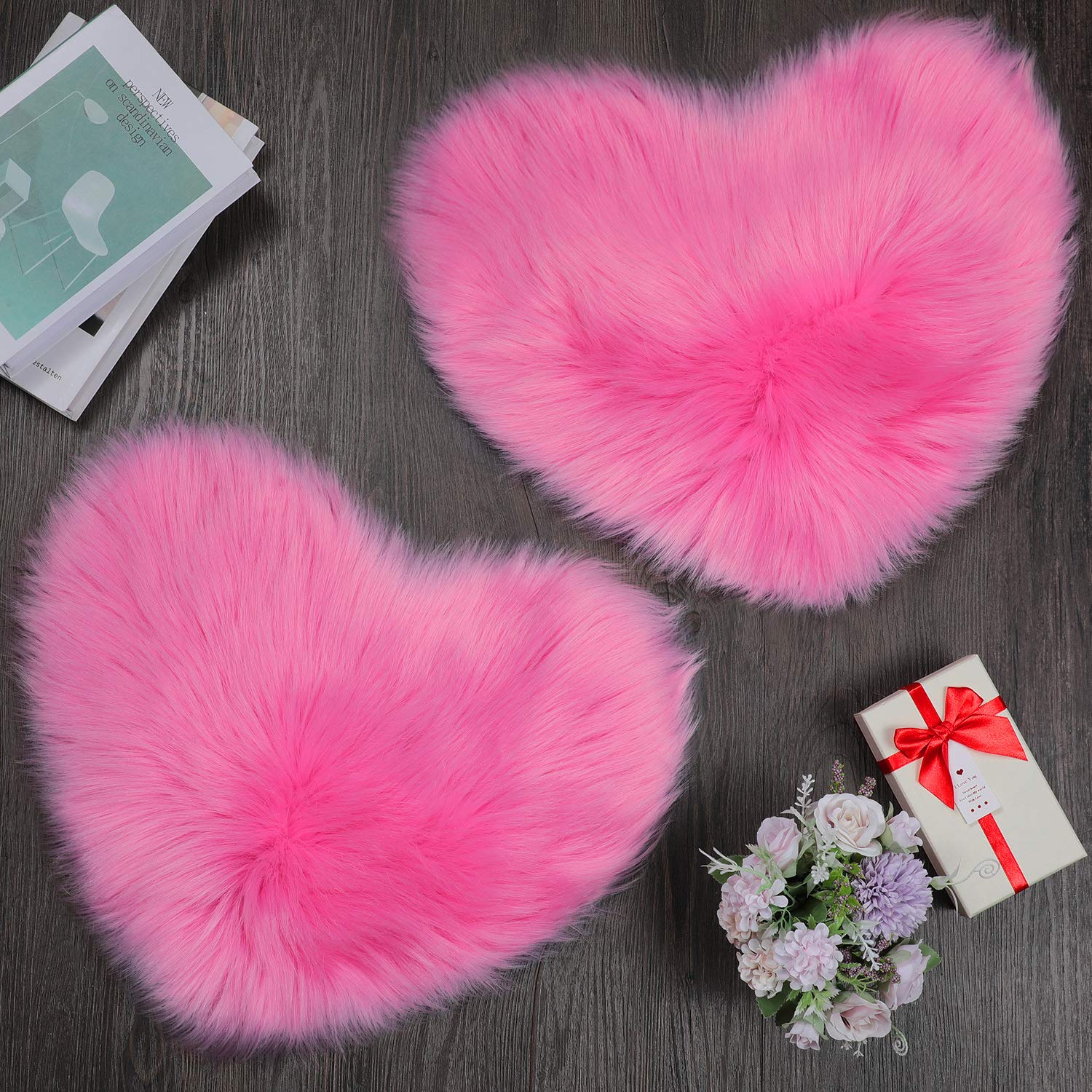 Foto 2 pulgar | Alfombra Mudder Rosa de Piel Sintética en Forma de Corazón 30 X 40 cm 2 Piezas - Venta Internacional