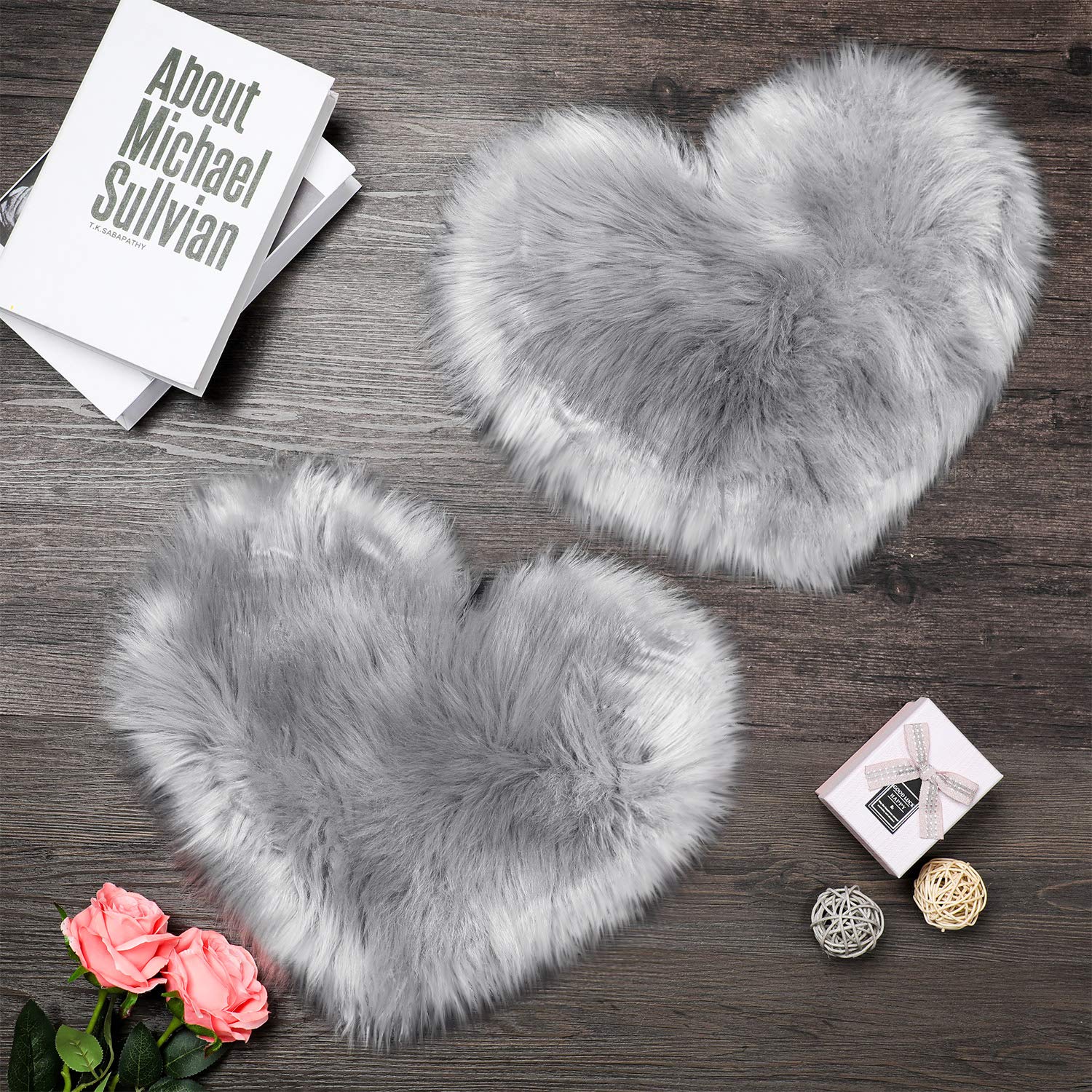 Foto 2 pulgar | Alfombra Mudder Gris de Piel Sintética en Forma de Corazón 30 X 40 cm 2 Piezas - Venta Internacional