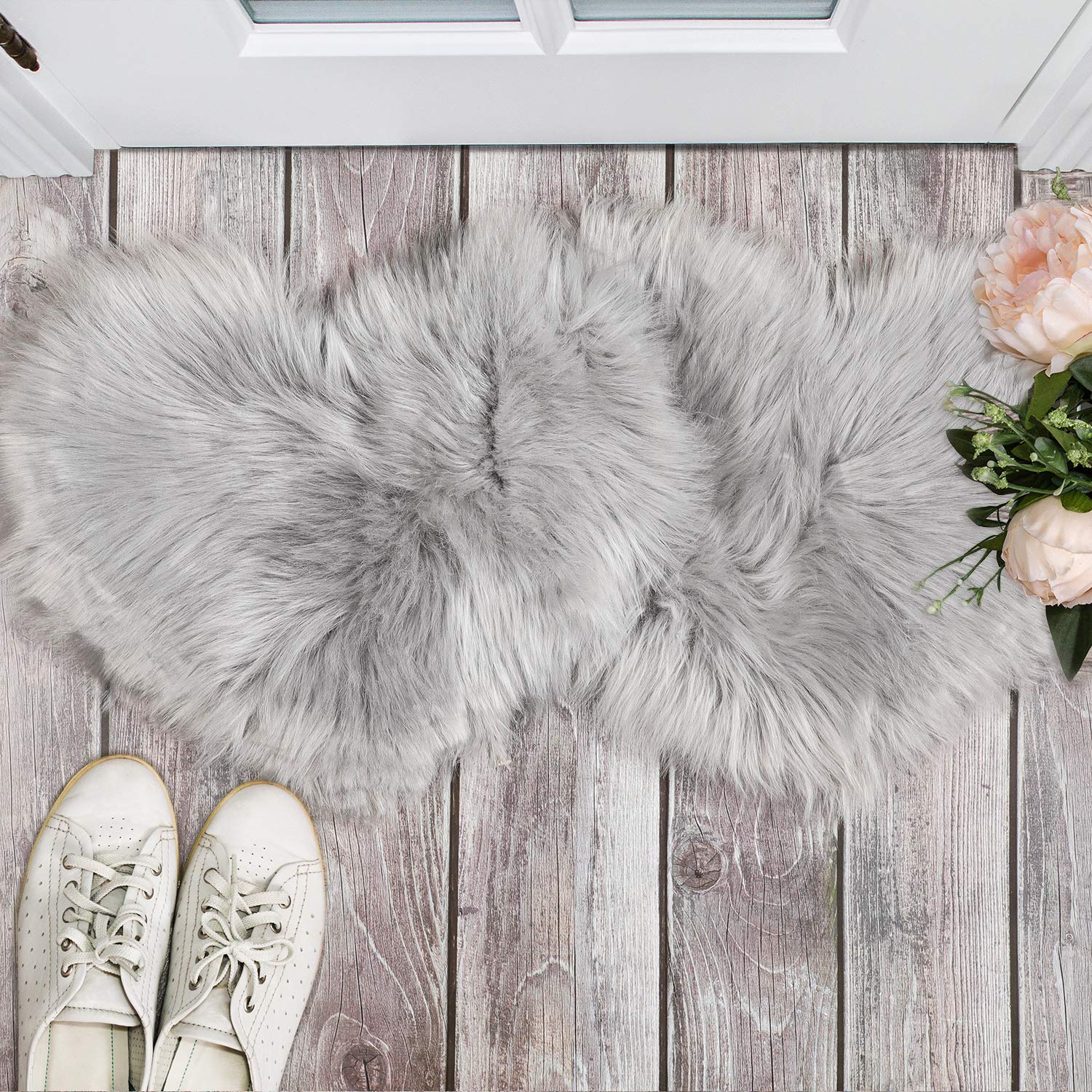 Foto 5 pulgar | Alfombra Mudder Gris de Piel Sintética en Forma de Corazón 30 X 40 cm 2 Piezas - Venta Internacional