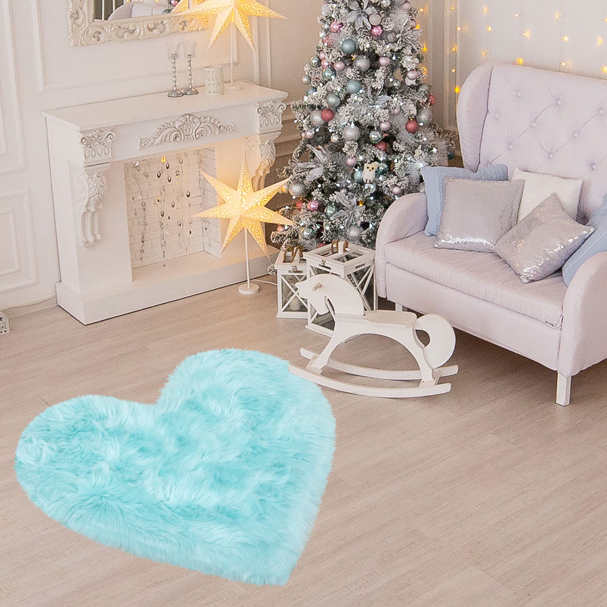 Foto 4 pulgar | Alfombra Azul Uxcell de Corazón-Venta Internacional