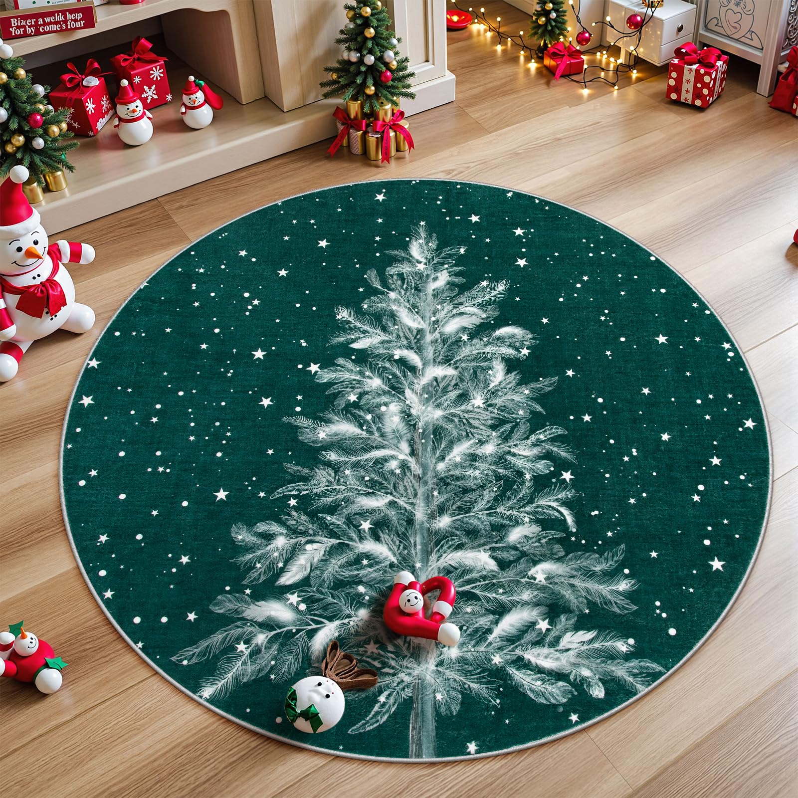 Foto 2 pulgar | Alfombra Redonda Lahome Christmas 150 Cm - Venta Internacional