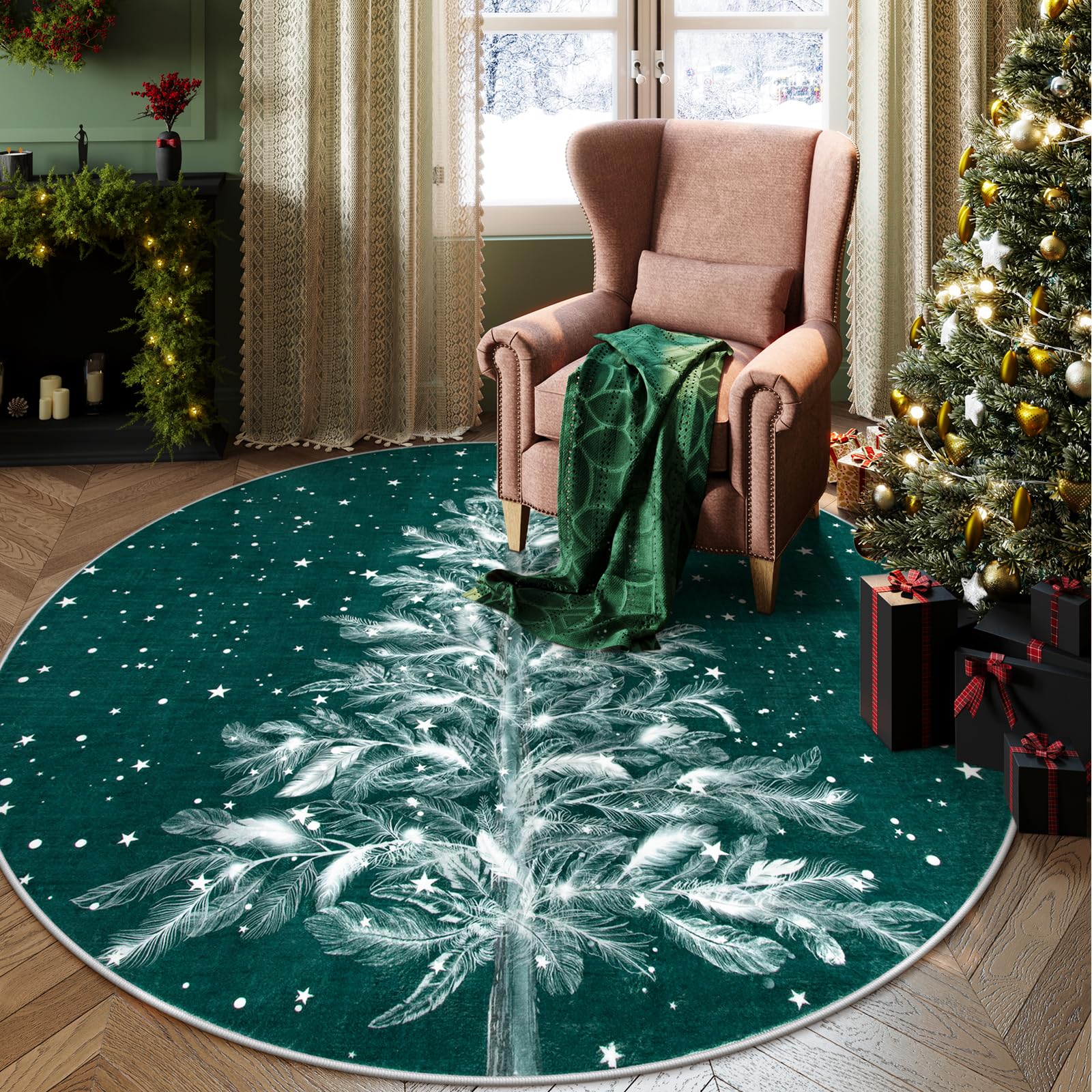 Foto 3 pulgar | Alfombra Redonda Lahome Christmas 150 Cm - Venta Internacional