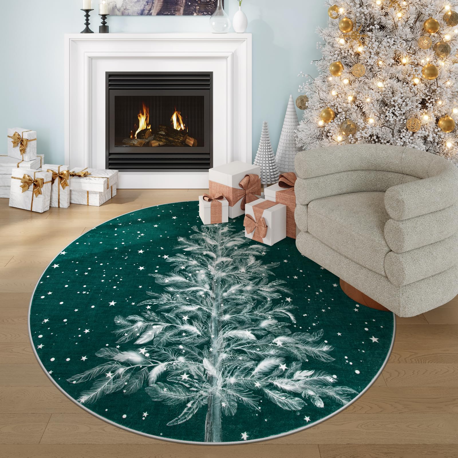 Foto 7 pulgar | Alfombra Redonda Lahome Christmas 150 Cm - Venta Internacional
