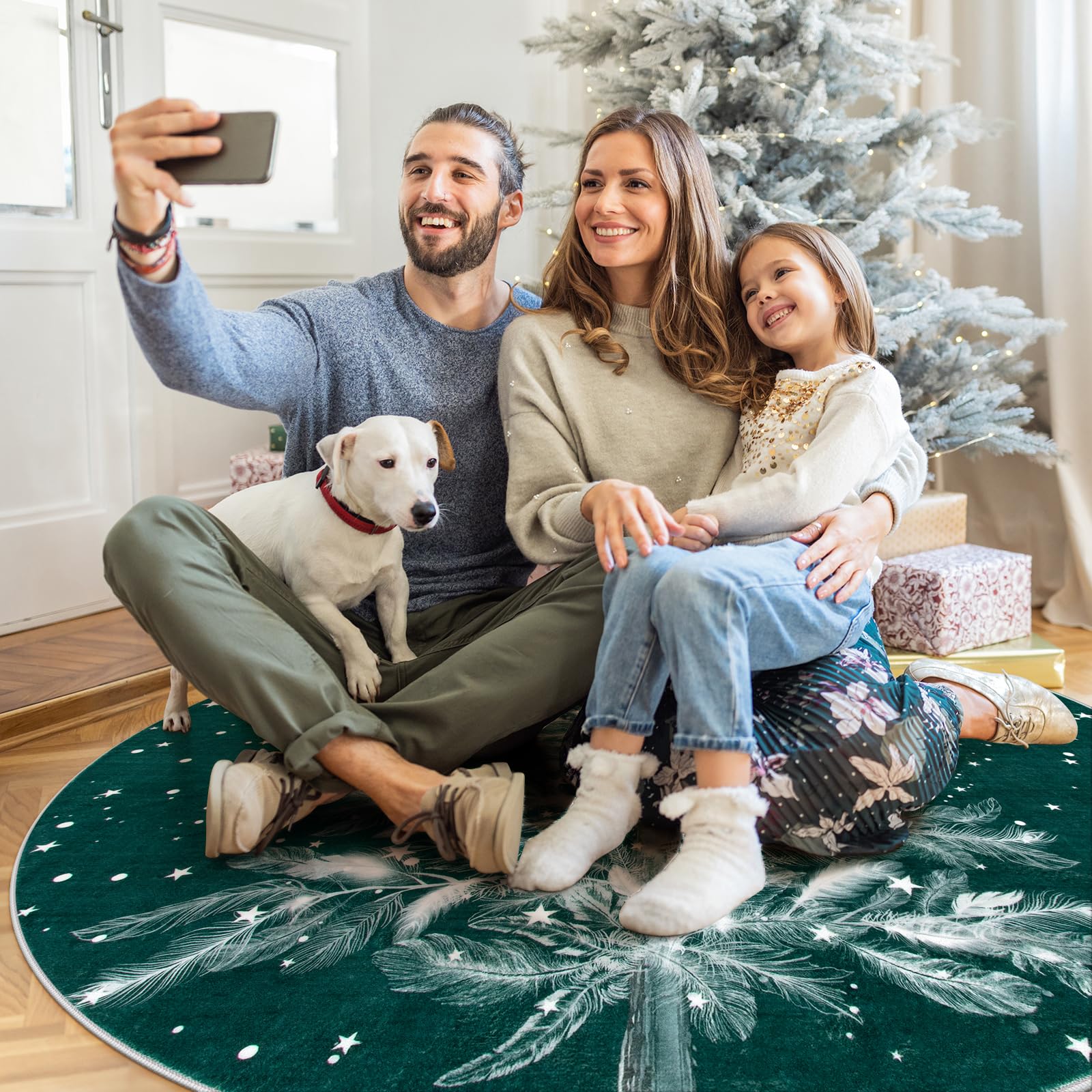 Foto 8 pulgar | Alfombra Redonda Lahome Christmas 150 Cm - Venta Internacional