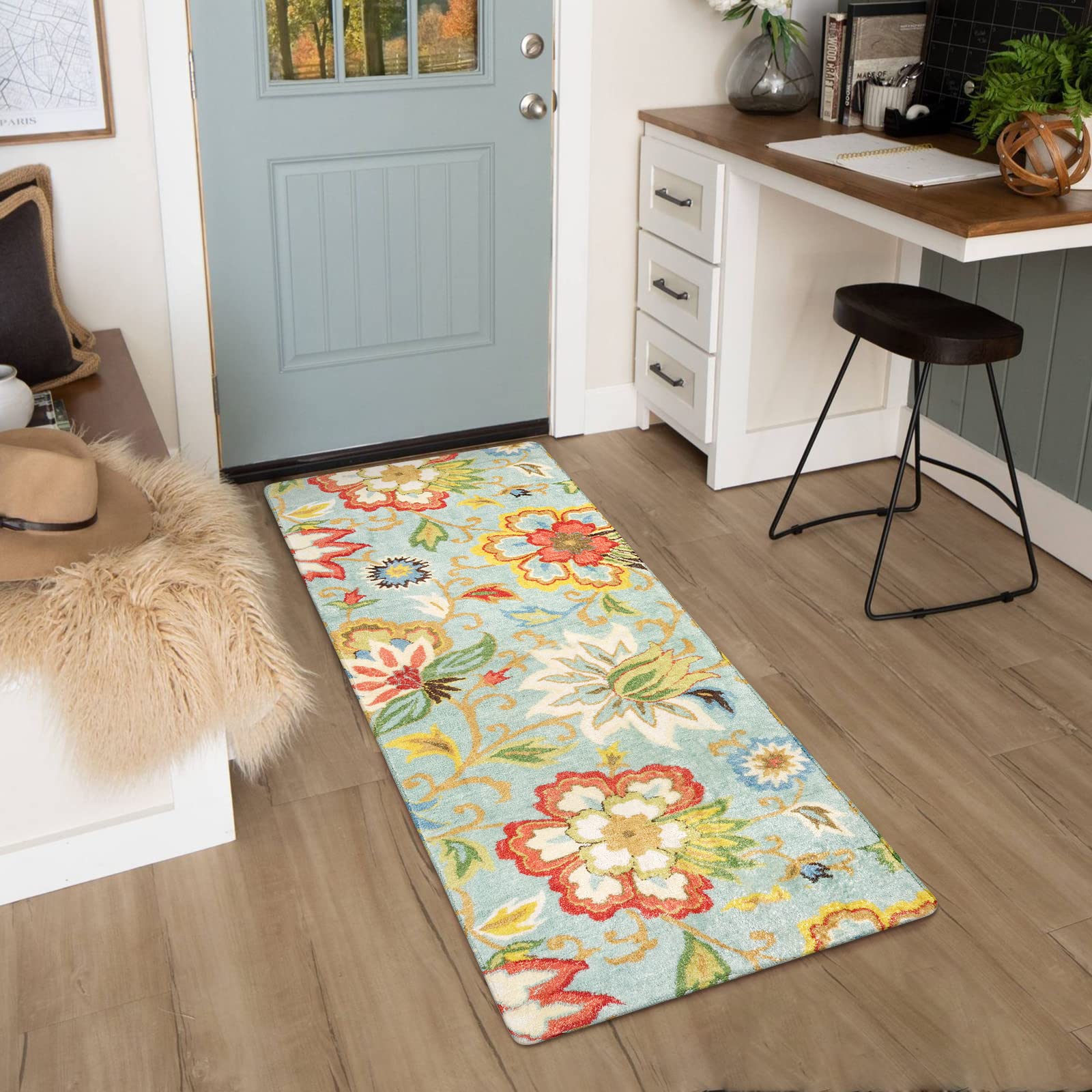 Foto 2 pulgar | Alfombra Lahome Con Estampado Floral Para Pasillo 60 X 150 Cm Lavable Y Antideslizante - Venta Internacional
