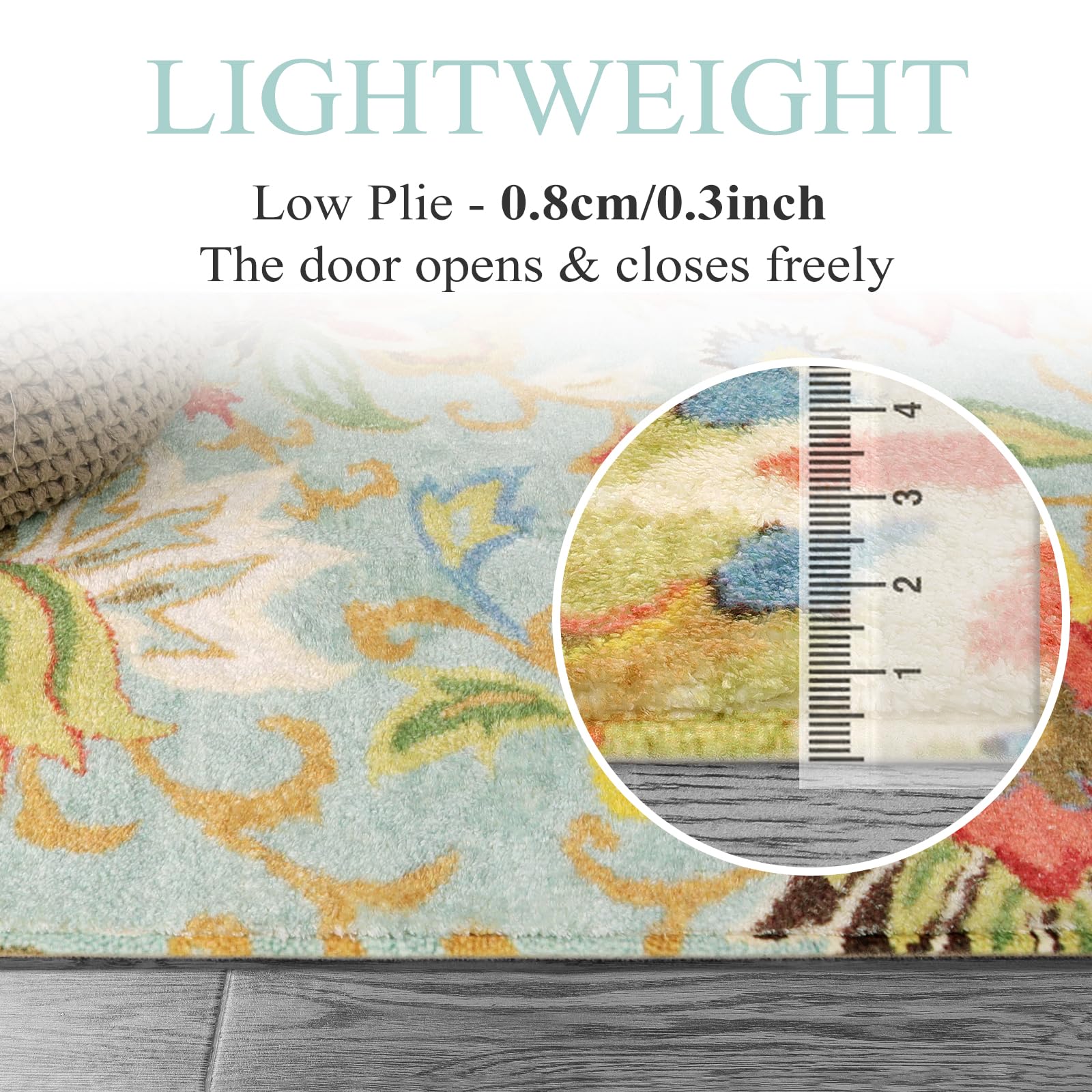 Foto 6 pulgar | Alfombra Lahome Con Estampado Floral Para Pasillo 60 X 150 Cm Lavable Y Antideslizante - Venta Internacional