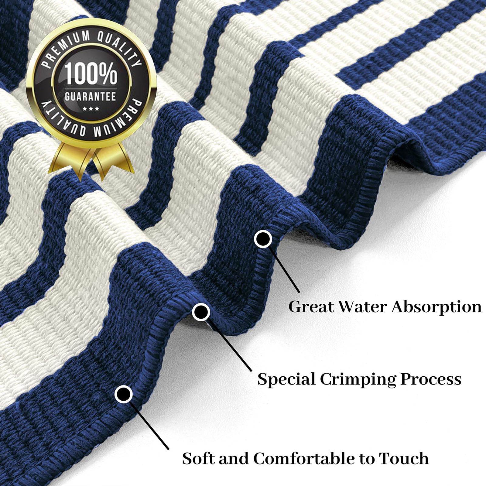 Foto 5 pulgar | Alfombra De Exterior Kozyfly A Rayas De 90 X 150 Cm, Lavable, Azul Marino Y Blanco - Venta Internacional.