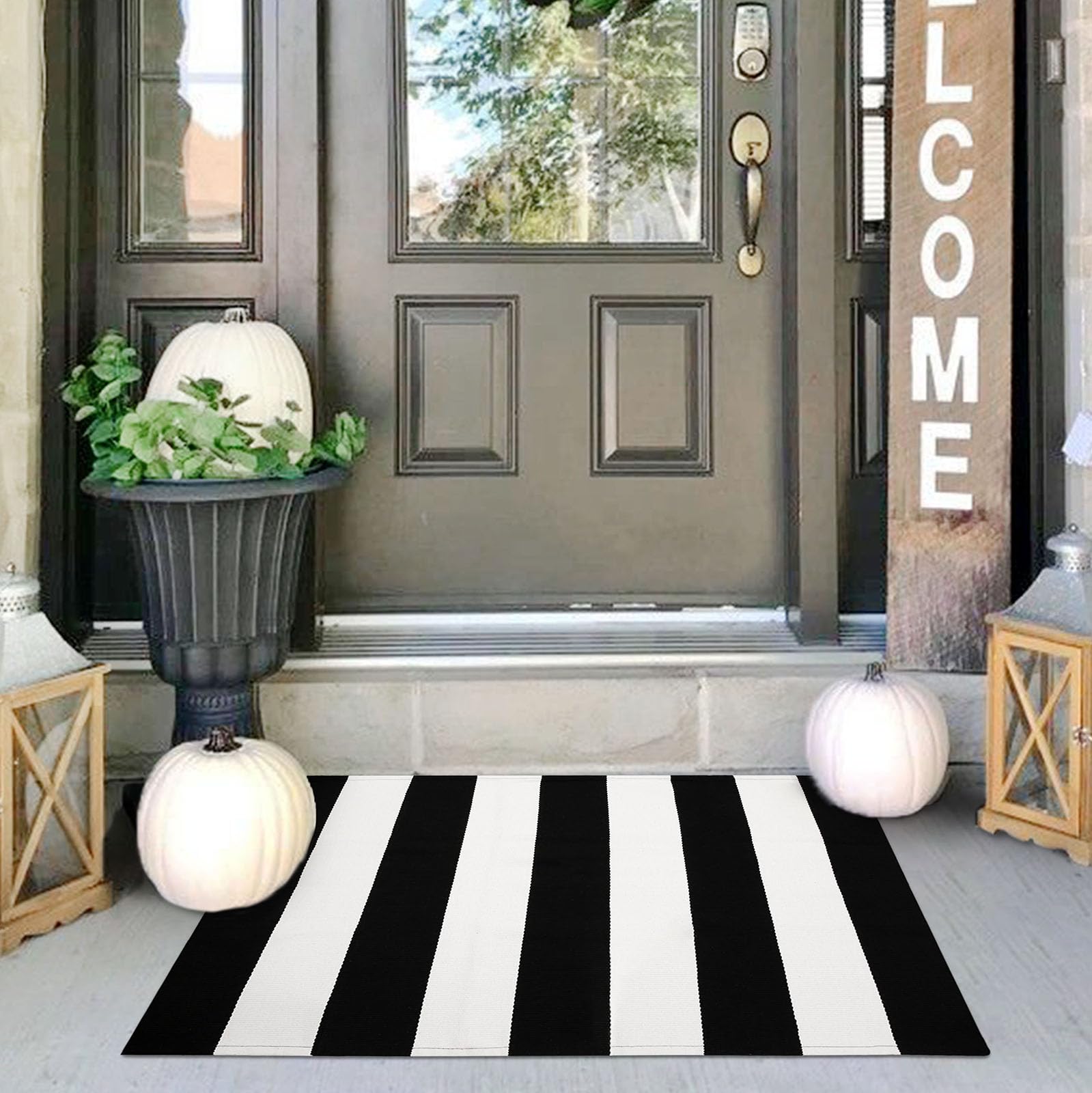 Foto 2 pulgar | Alfombra Iohouze Rayas Blanco y Negro 60x90 Cm - Venta Internacional