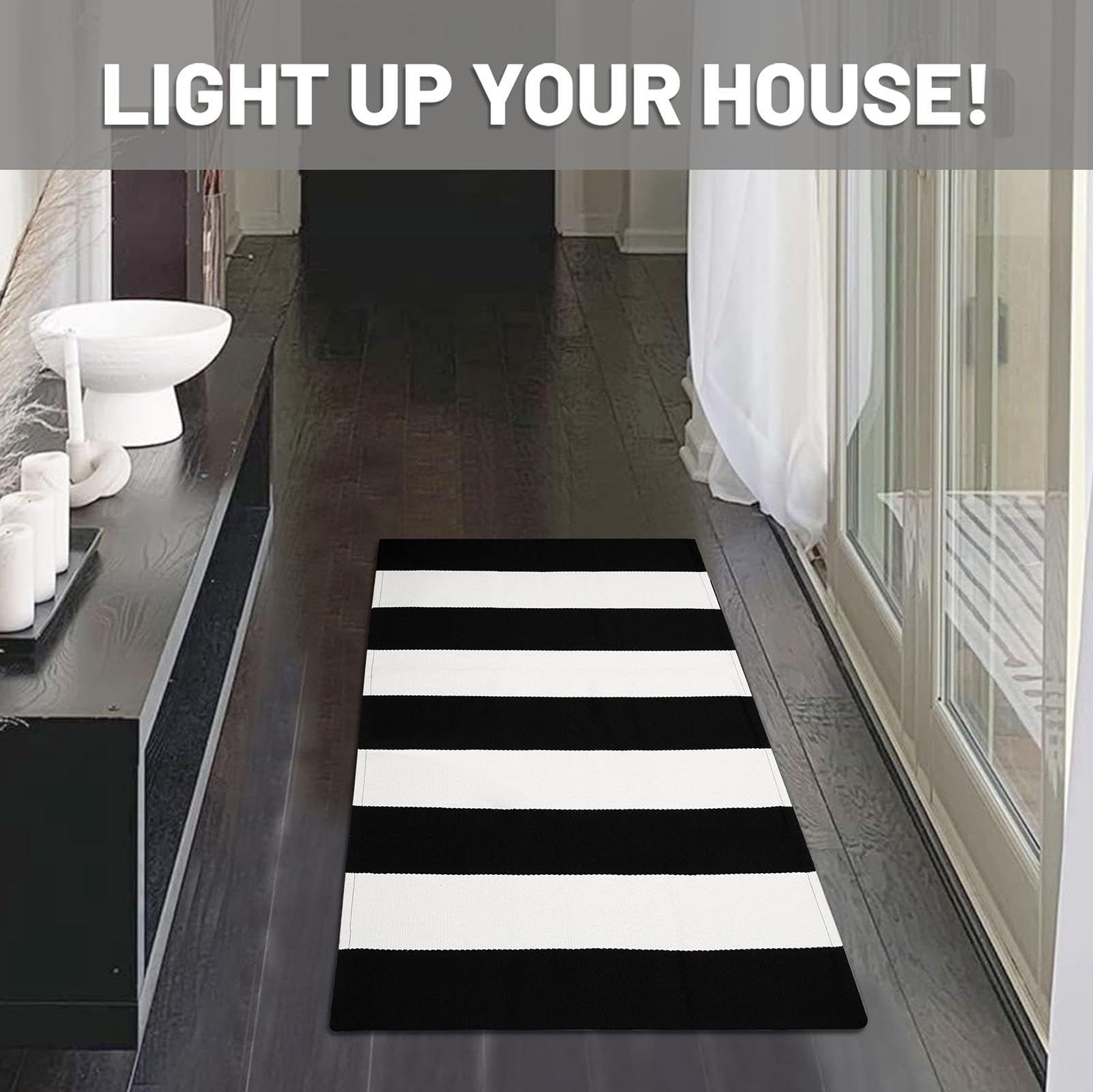 Foto 4 pulgar | Alfombra Iohouze Rayas Blanco y Negro 60x90 Cm - Venta Internacional