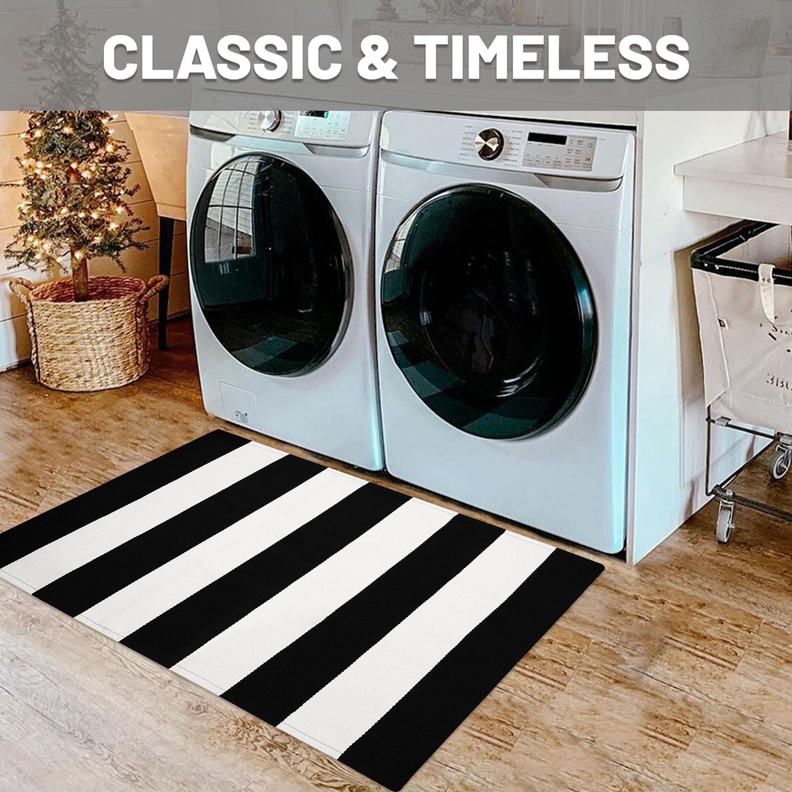 Foto 4 | Alfombra Iohouze Rayas Blanco y Negro 60x90 Cm - Venta Internacional